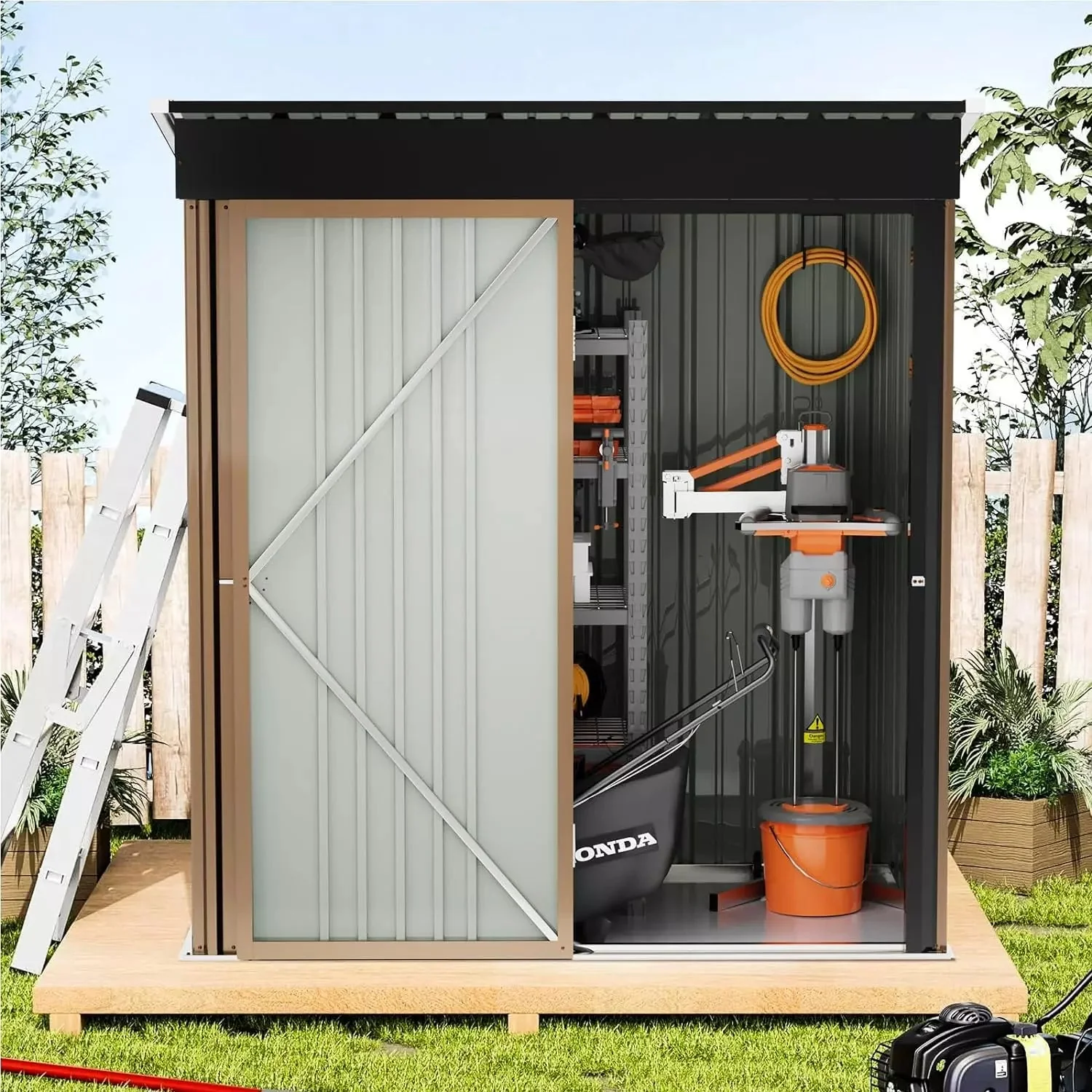 VITESSE Outdoor Storage Metal Shed House with Single Lockable Door - Image 15