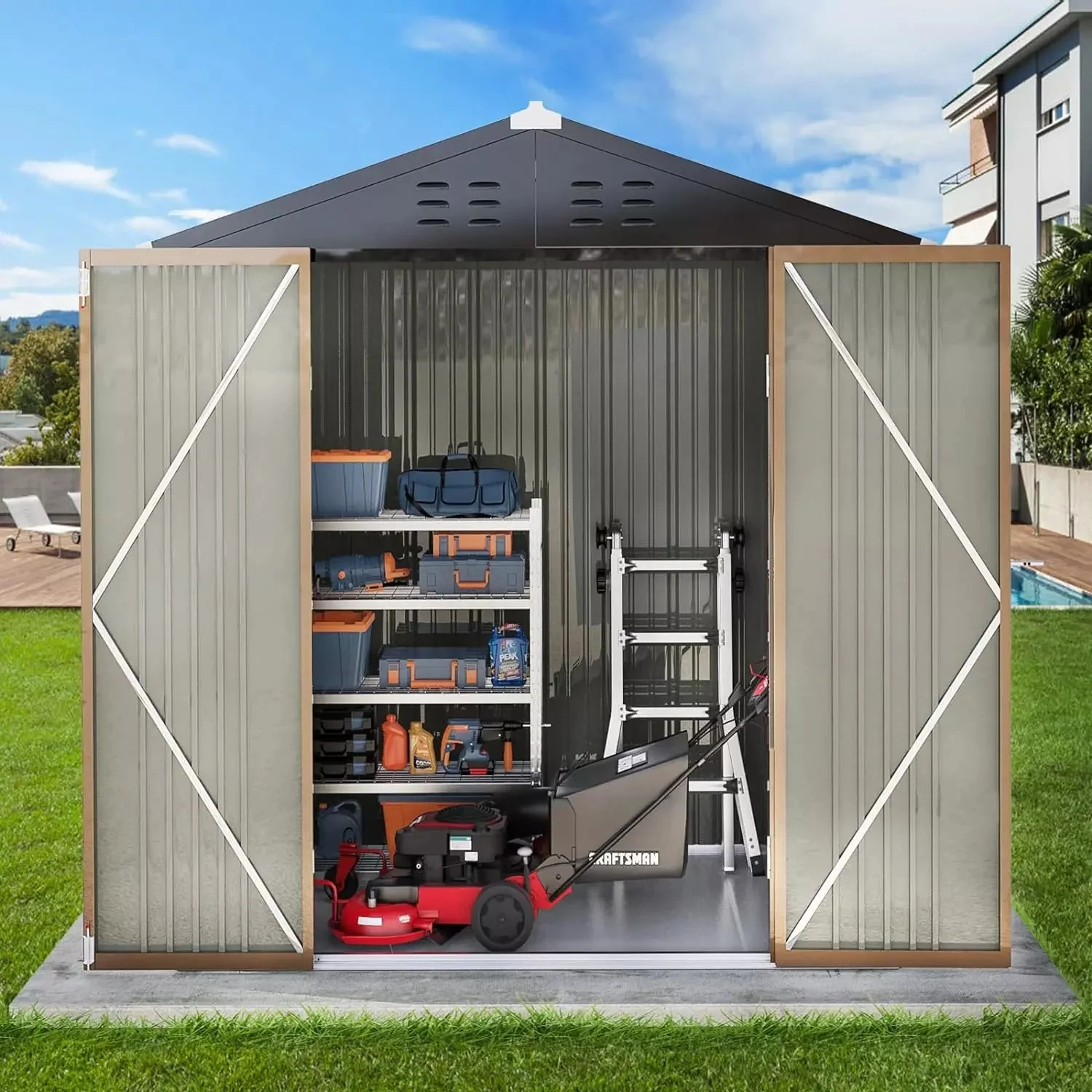 VITESSE Outdoor Storage Metal Shed House with Single Lockable Door - Image 16