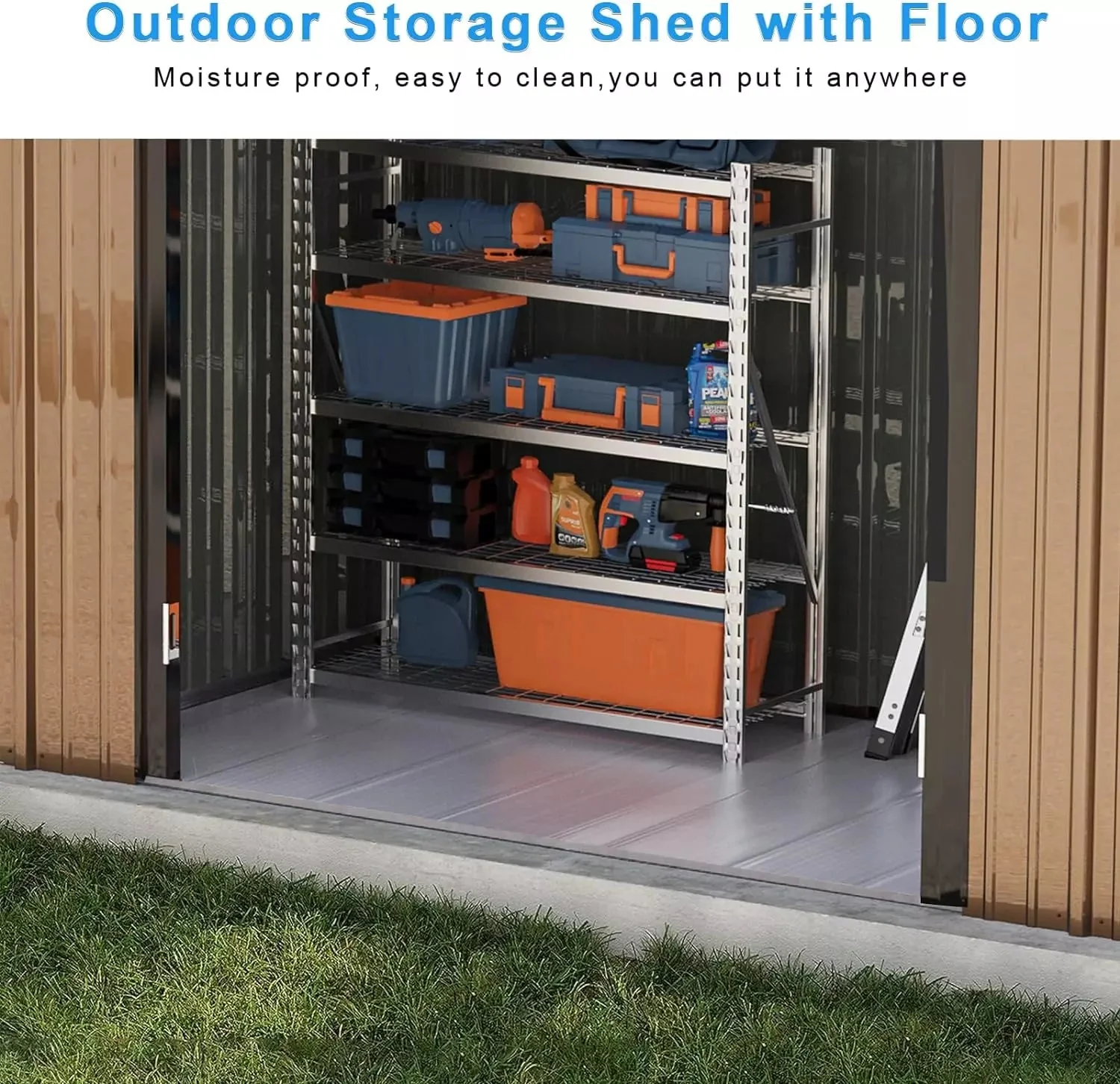 VITESSE Outdoor Storage Metal Shed House with Single Lockable Door - Image 17
