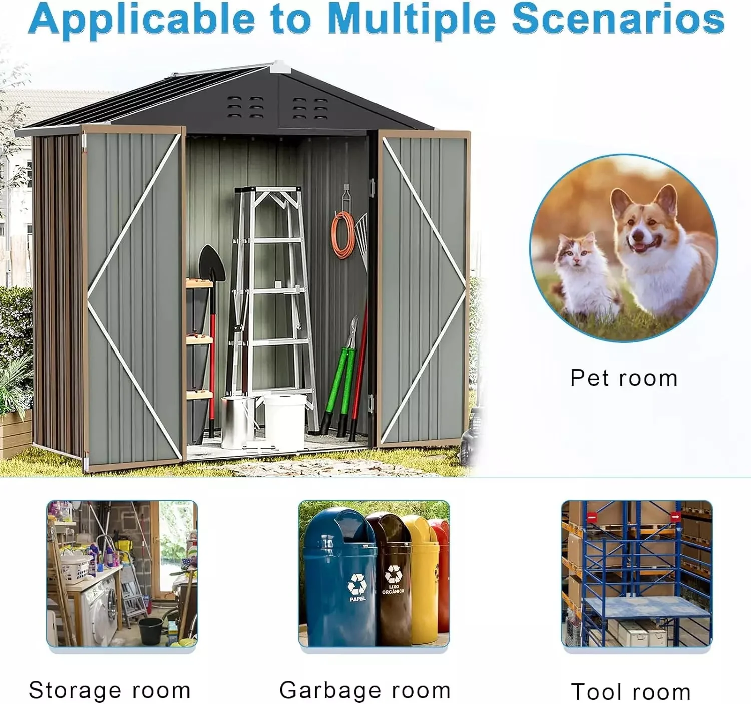 VITESSE Outdoor Storage Metal Shed House with Single Lockable Door - Image 20