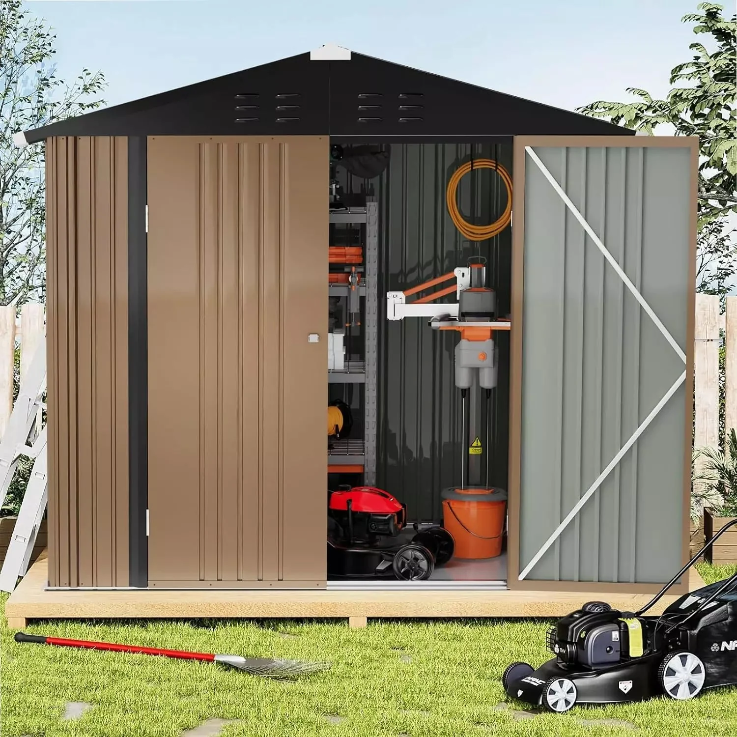 VITESSE Outdoor Storage Metal Shed House with Single Lockable Door - Image 23