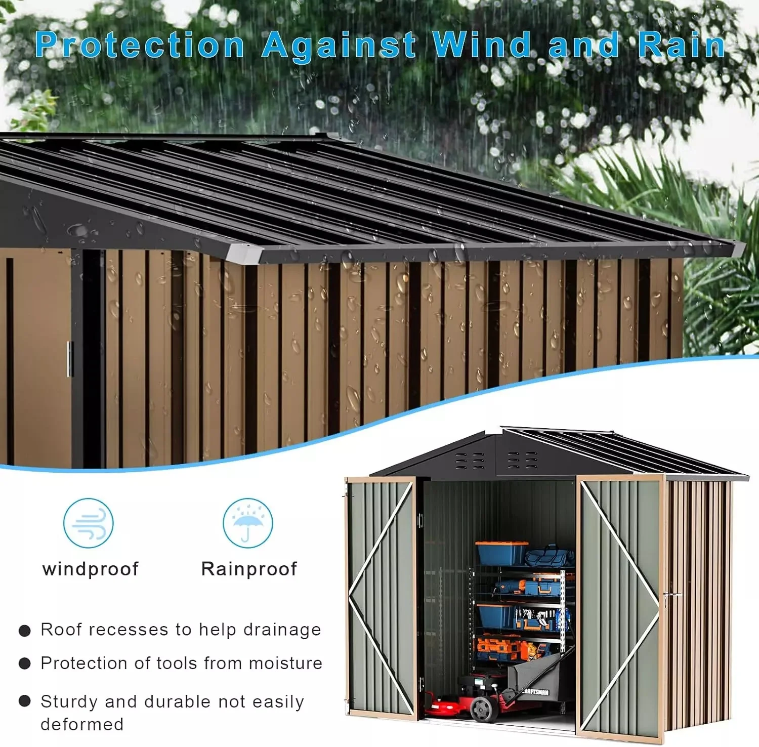 VITESSE Outdoor Storage Metal Shed House with Single Lockable Door - Image 24