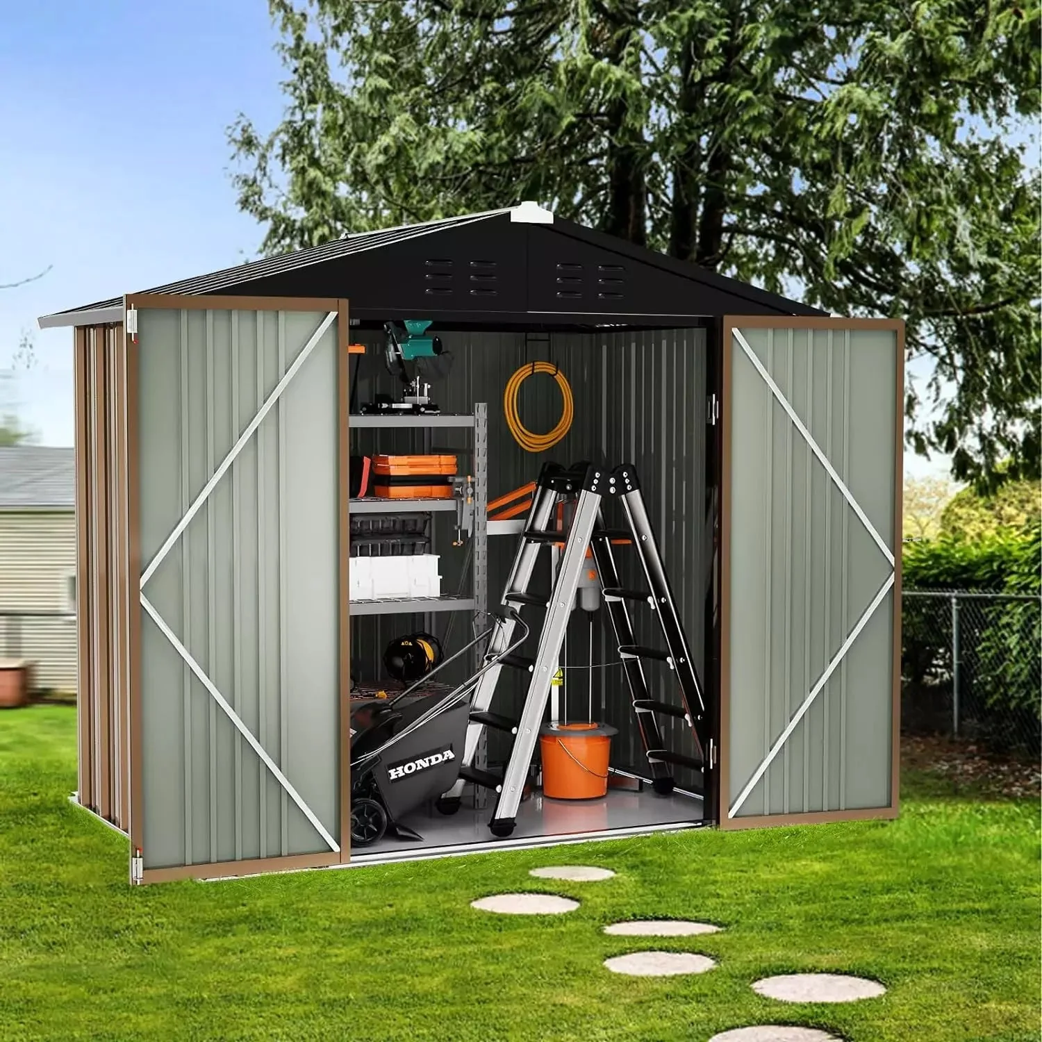 VITESSE Outdoor Storage Metal Shed House with Single Lockable Door - Image 29