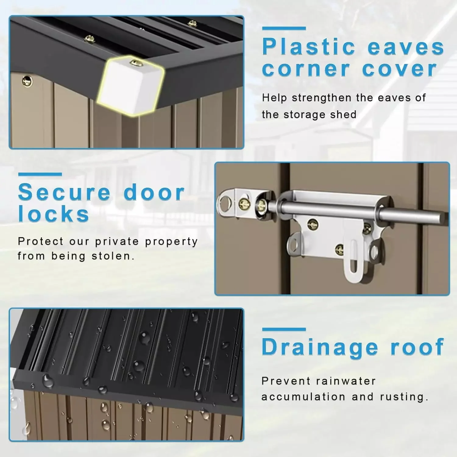 VITESSE Outdoor Storage Metal Shed House with Single Lockable Door - Image 3