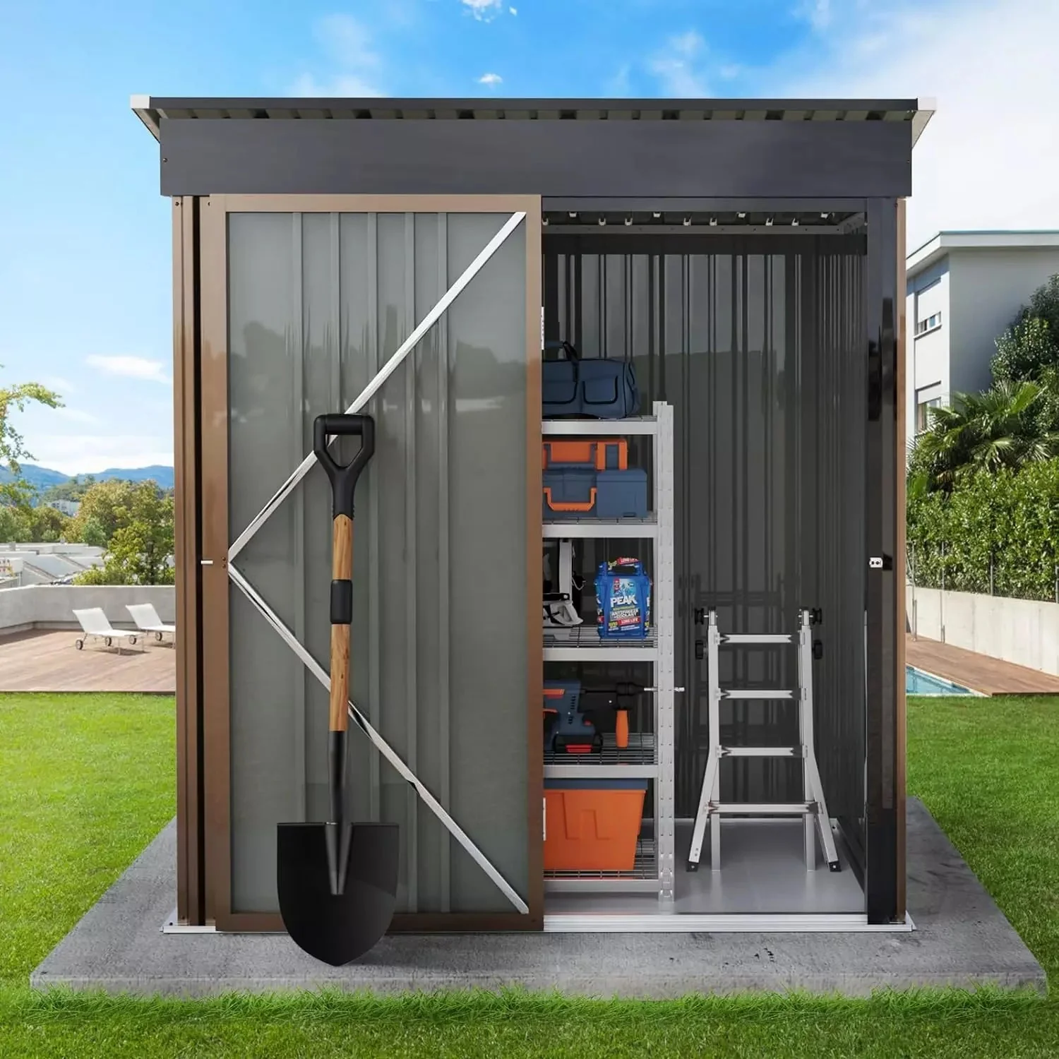 VITESSE Outdoor Storage Metal Shed House with Single Lockable Door - Image 8