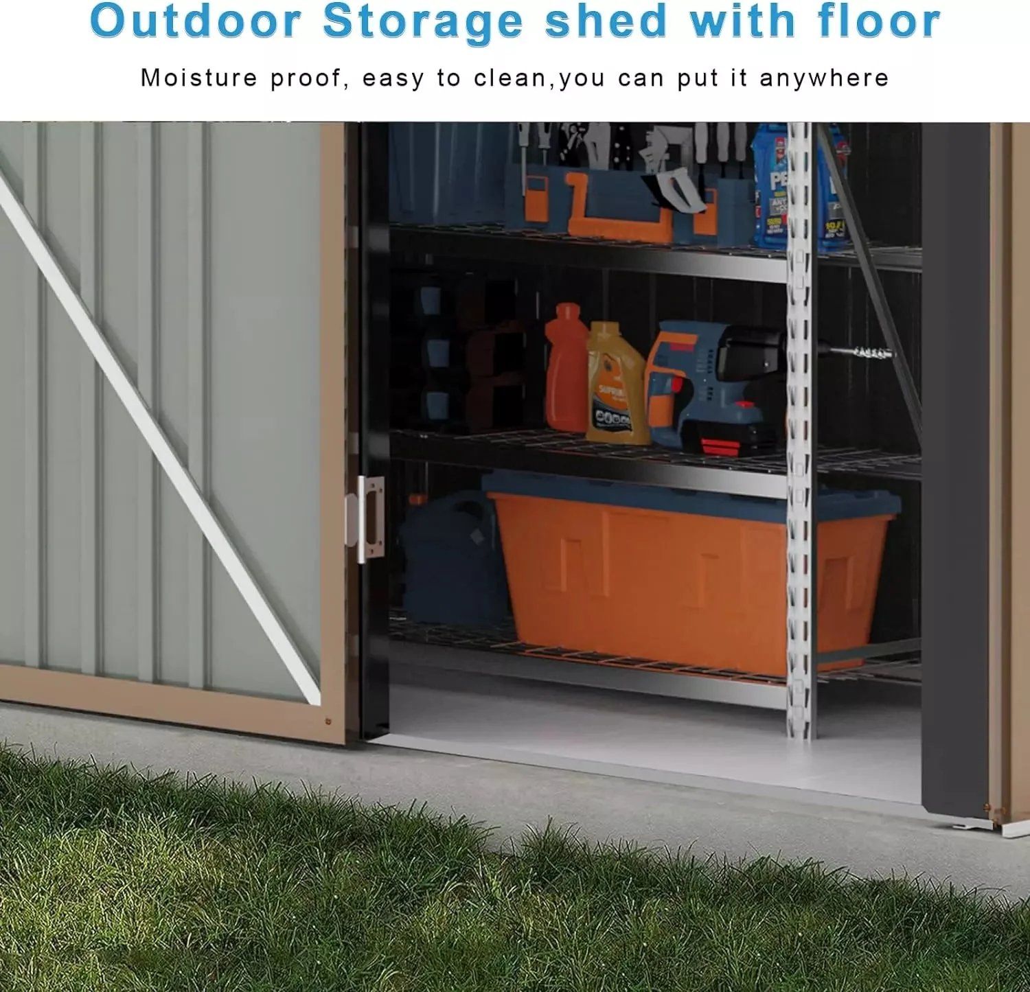 VITESSE Outdoor Storage Metal Shed House with Single Lockable Door - Image 9