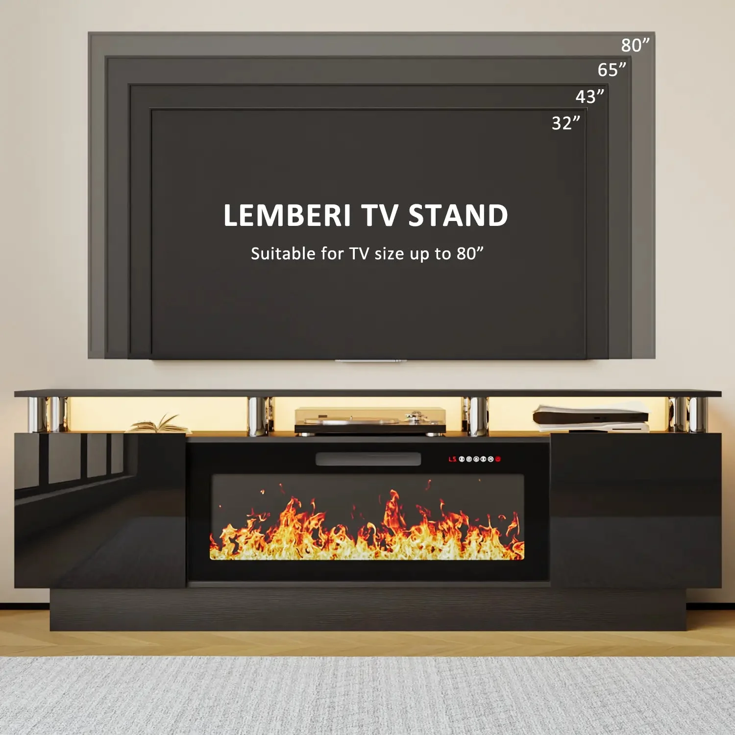 BOSSIN 70 Inches Fireplace TV Stand for TVs up to 80 Inches Console with 36'' Electric Fireplace - Image 14