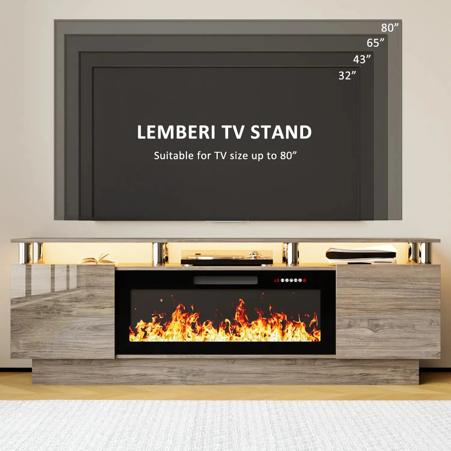 BOSSIN 70 Inches Fireplace TV Stand for TVs up to 80 Inches Console with 36'' Electric Fireplace - Image 23