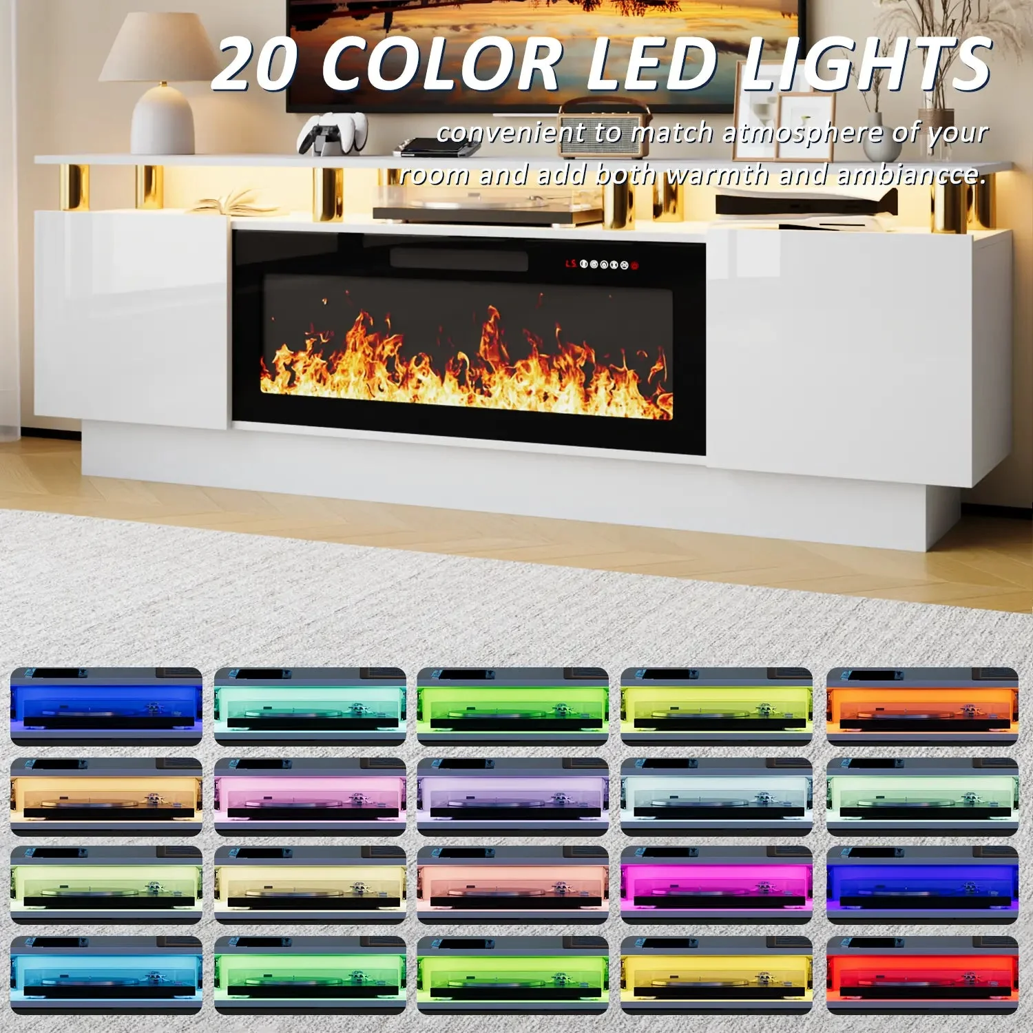 BOSSIN 70 Inches Fireplace TV Stand for TVs up to 80 Inches Console with 36'' Electric Fireplace - Image 28