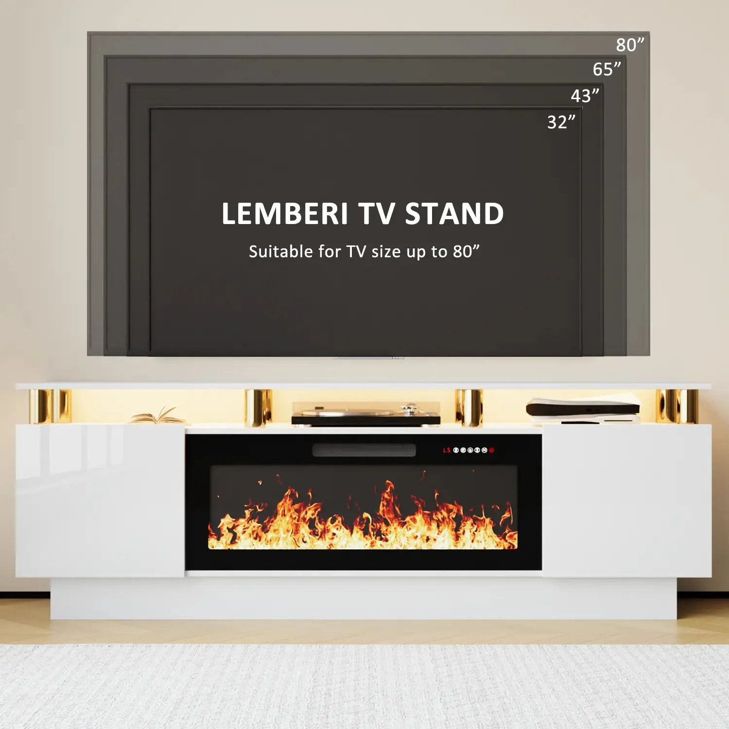 BOSSIN 70 Inches Fireplace TV Stand for TVs up to 80 Inches Console with 36'' Electric Fireplace - Image 31