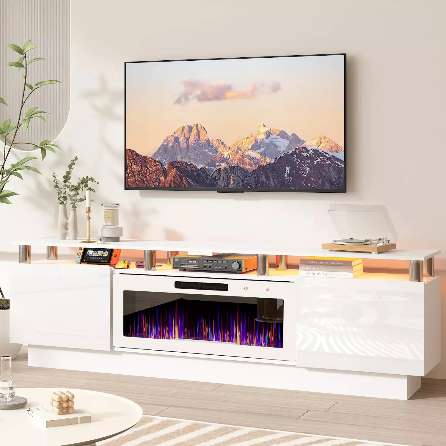 BOSSIN 70 Inches Fireplace TV Stand for TVs up to 80 Inches Console with 36'' Electric Fireplace - Image 37