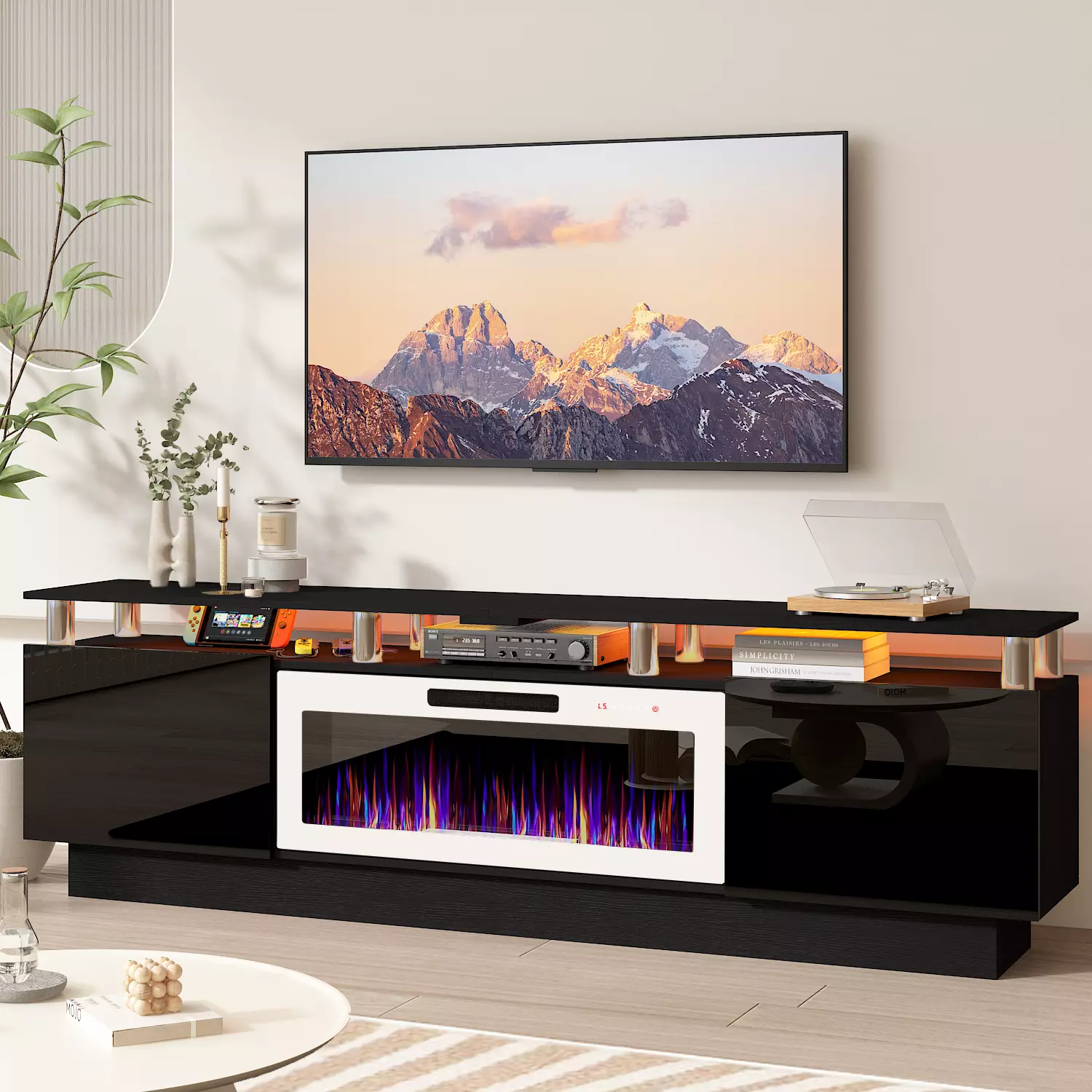 BOSSIN 70 Inches Fireplace TV Stand for TVs up to 80 Inches Console with 36'' Electric Fireplace - Image 38