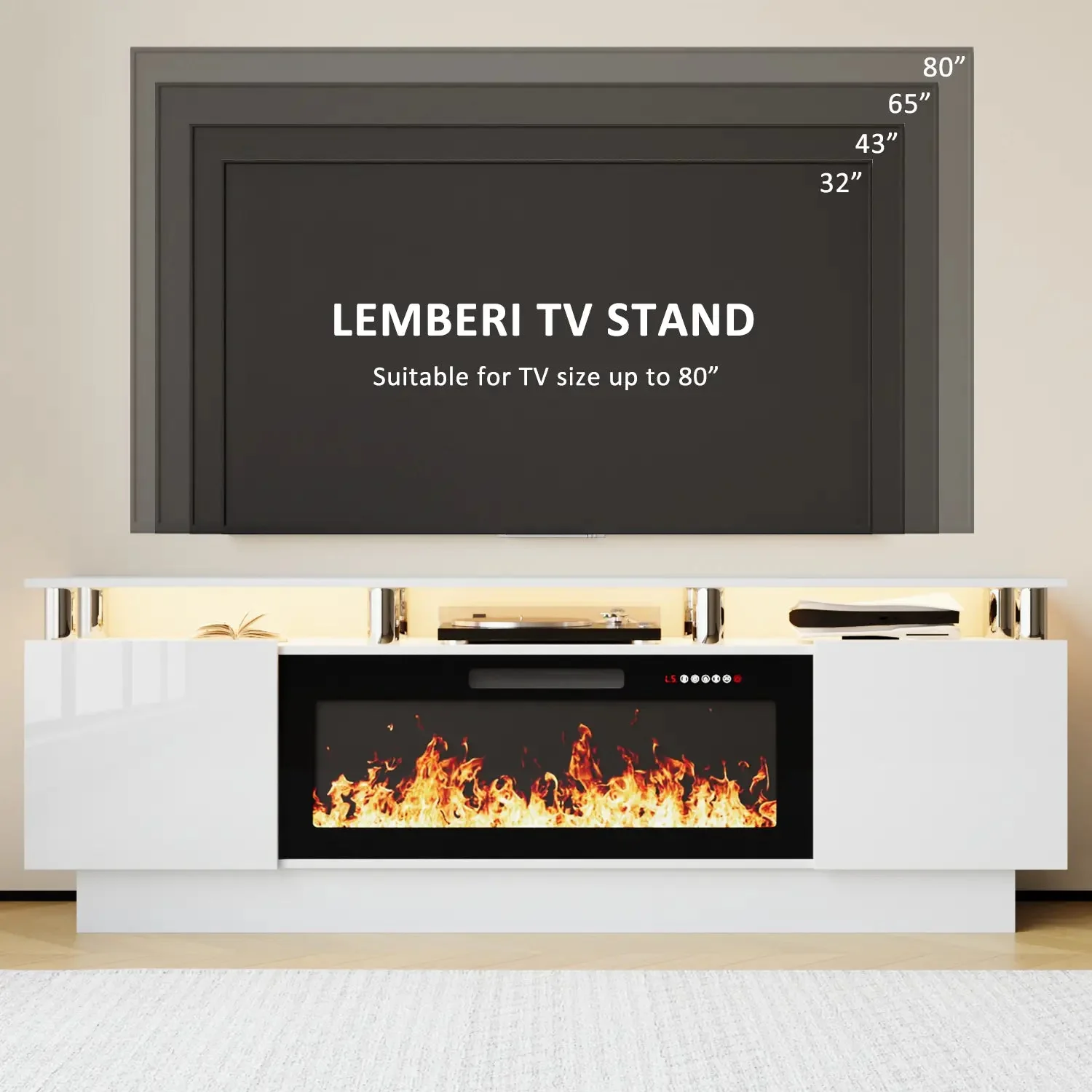 BOSSIN 70 Inches Fireplace TV Stand for TVs up to 80 Inches Console with 36'' Electric Fireplace - Image 7