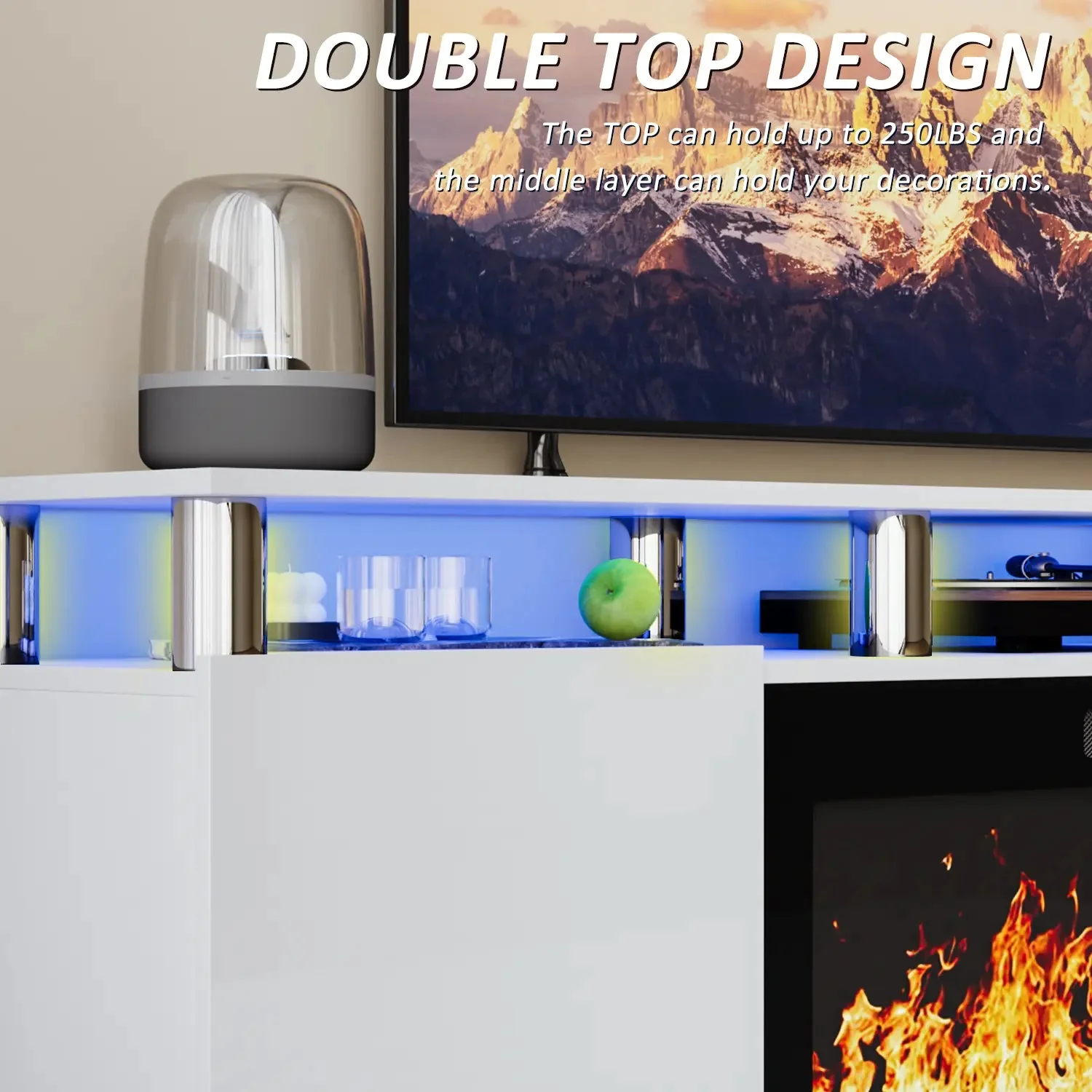 BOSSIN 70 Inches Fireplace TV Stand for TVs up to 80 Inches Console with 36'' Electric Fireplace - Image 8