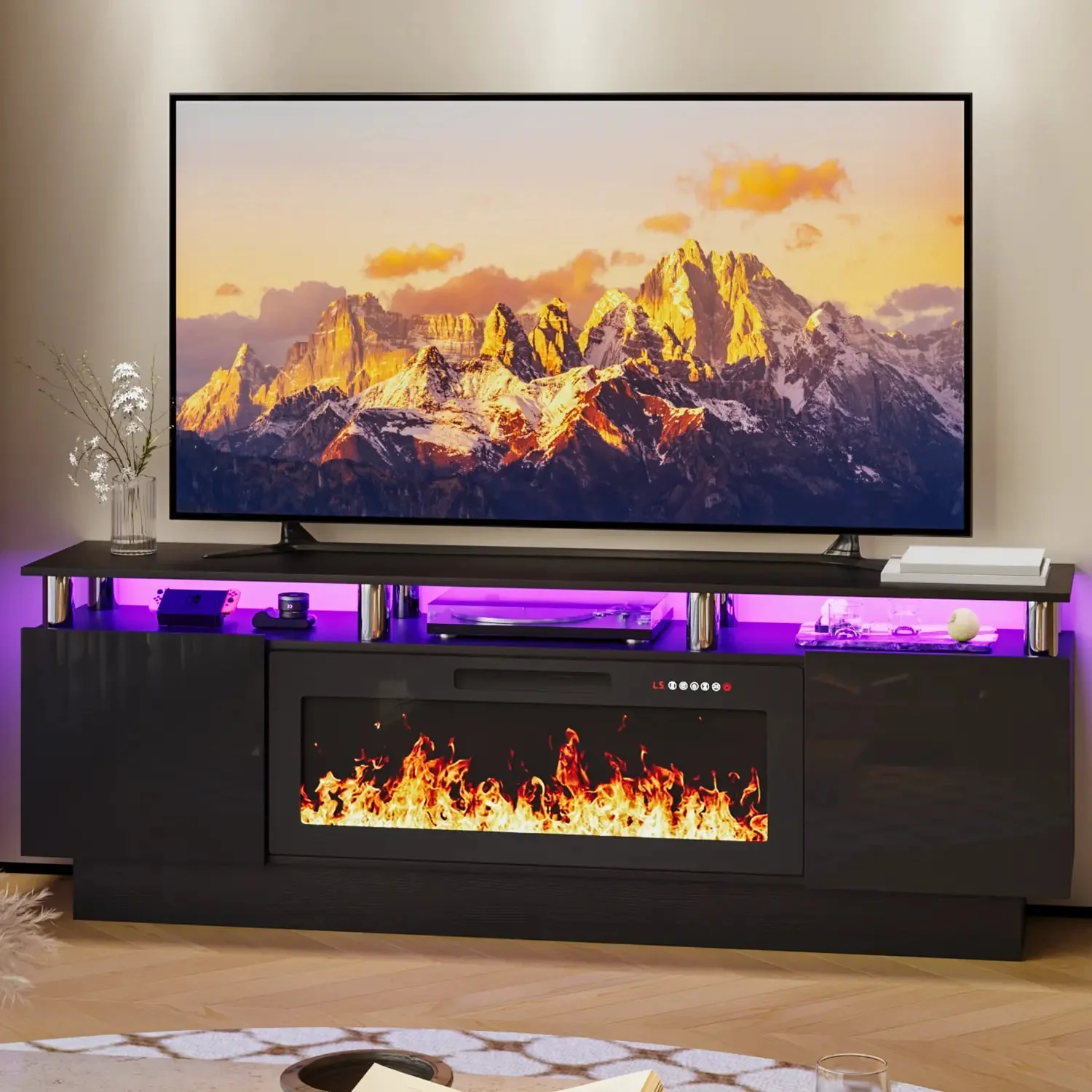 BOSSIN 70 Inches Fireplace TV Stand for TVs up to 80 Inches Console with 36'' Electric Fireplace - Image 9