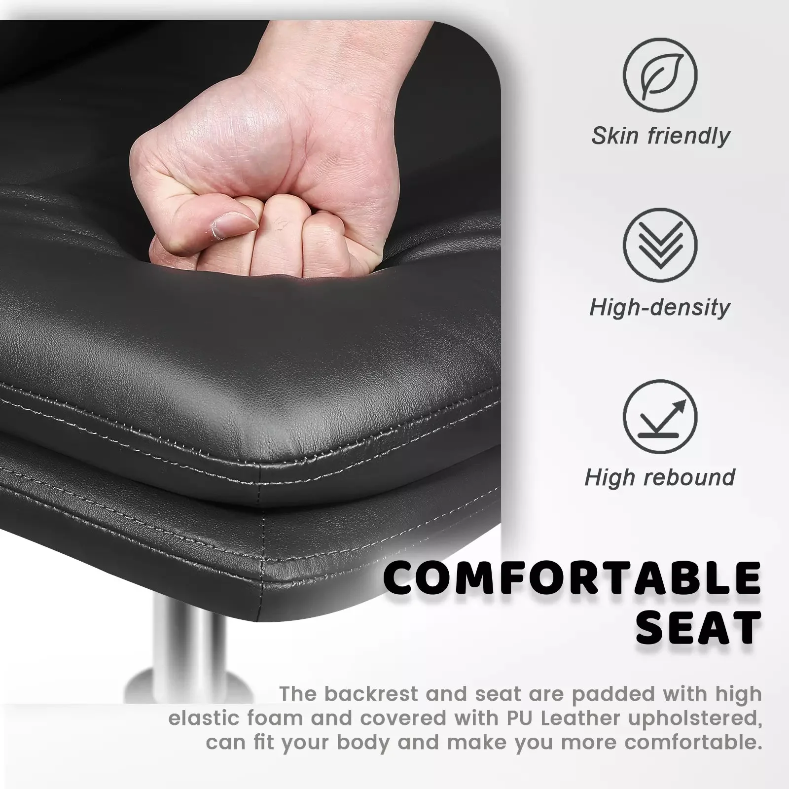 PUKAMI Armless Desk Chair No Wheels,PU Leather Criss Cross Legged for Home Office - Image 18
