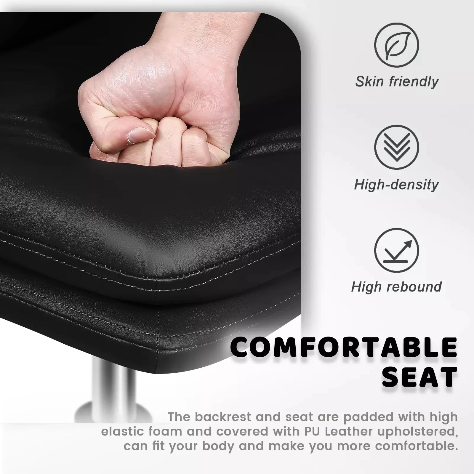 PUKAMI Armless Desk Chair No Wheels,PU Leather Criss Cross Legged for Home Office - Image 25