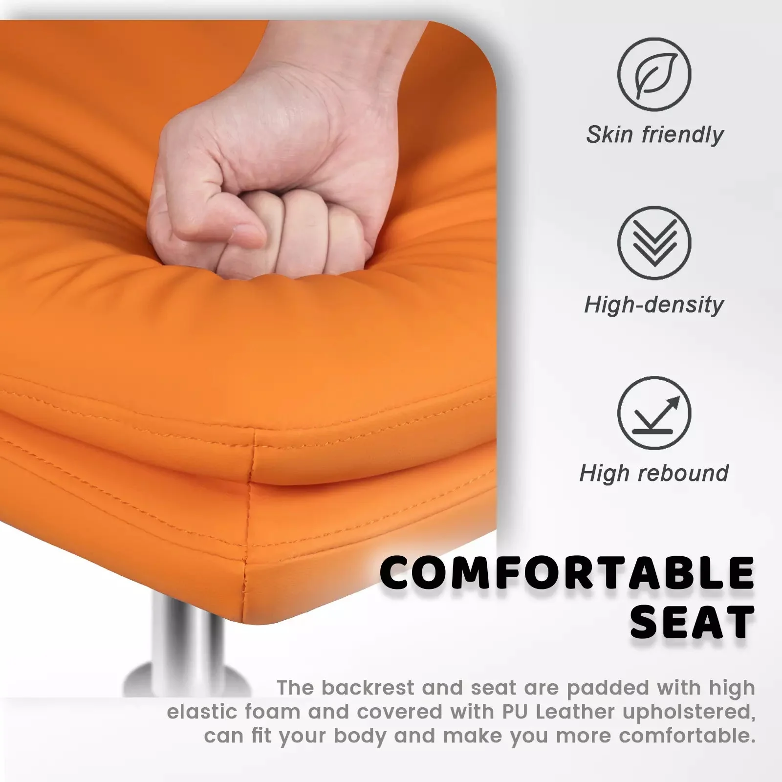 PUKAMI Armless Desk Chair No Wheels,PU Leather Criss Cross Legged for Home Office - Image 32