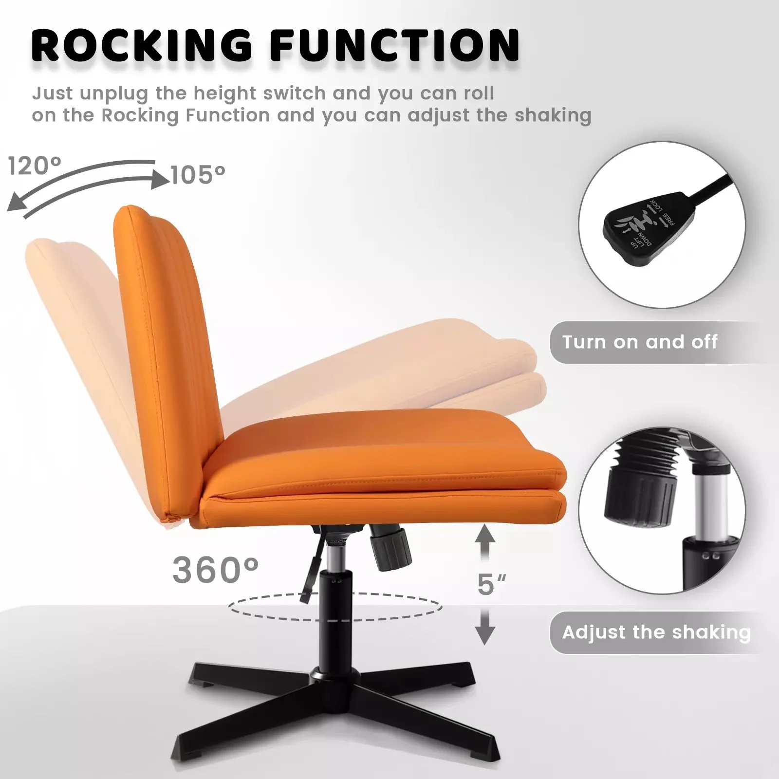 PUKAMI Armless Desk Chair No Wheels,PU Leather Criss Cross Legged for Home Office - Image 33
