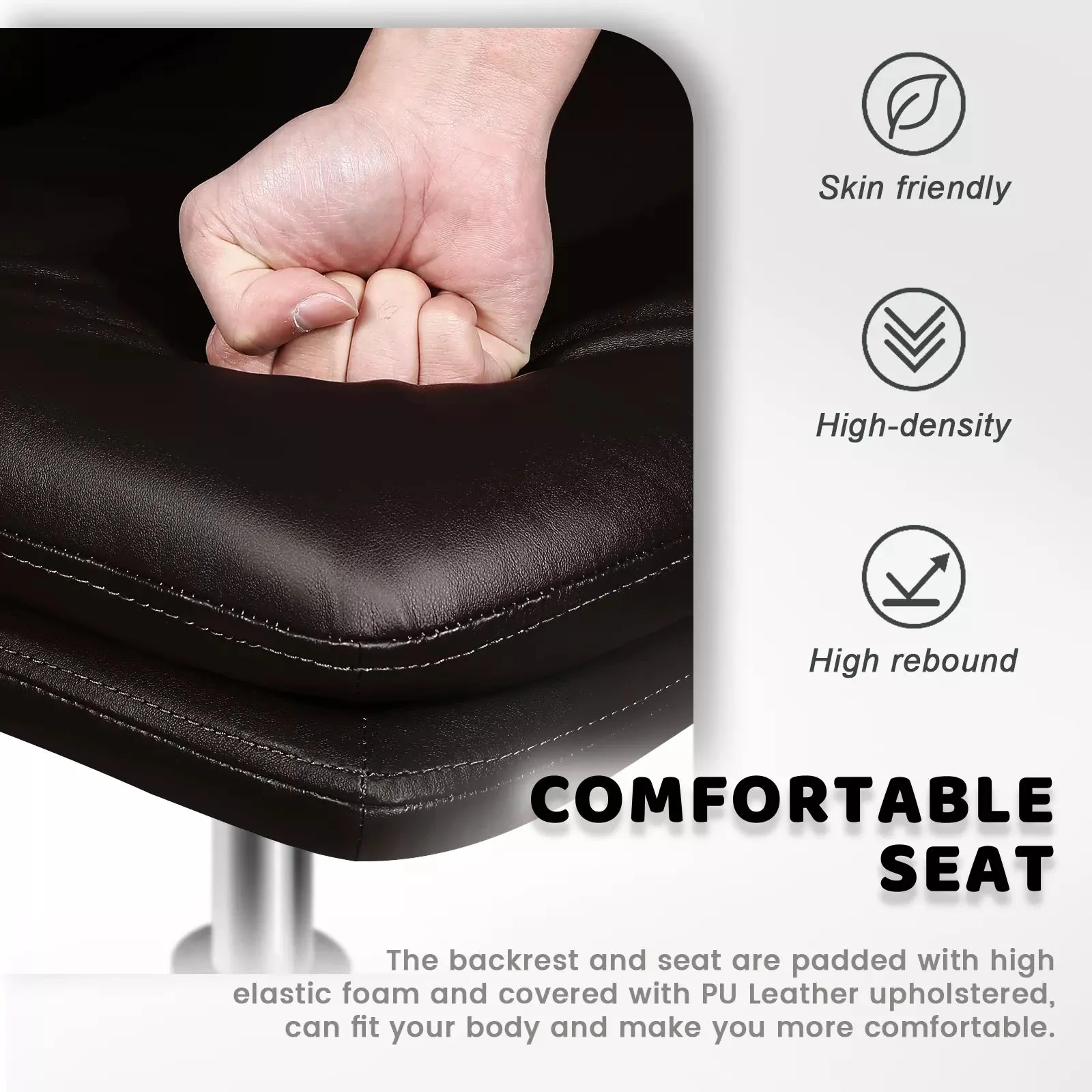 PUKAMI Armless Desk Chair No Wheels,PU Leather Criss Cross Legged for Home Office - Image 39