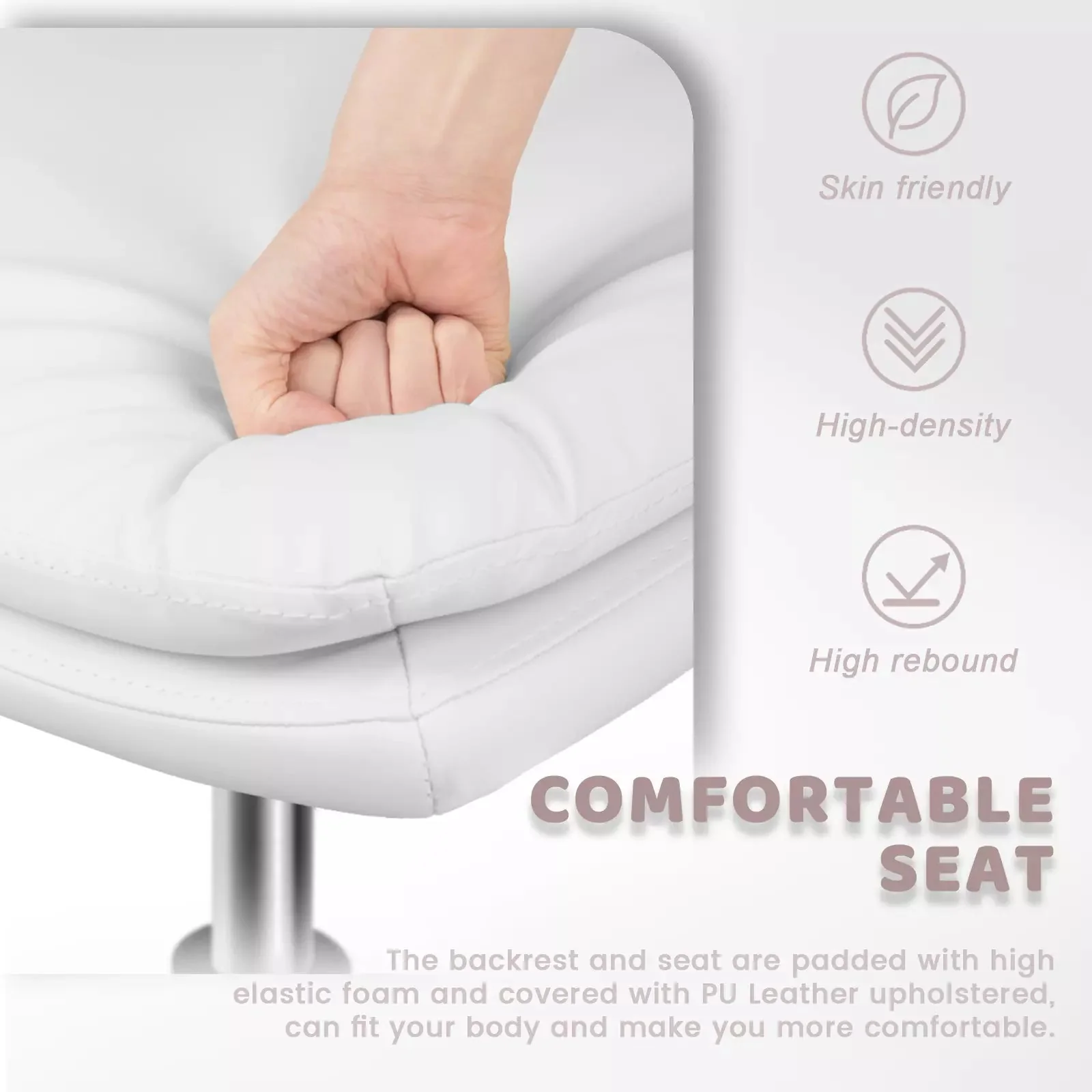 PUKAMI Armless Desk Chair No Wheels,PU Leather Criss Cross Legged for Home Office - Image 8