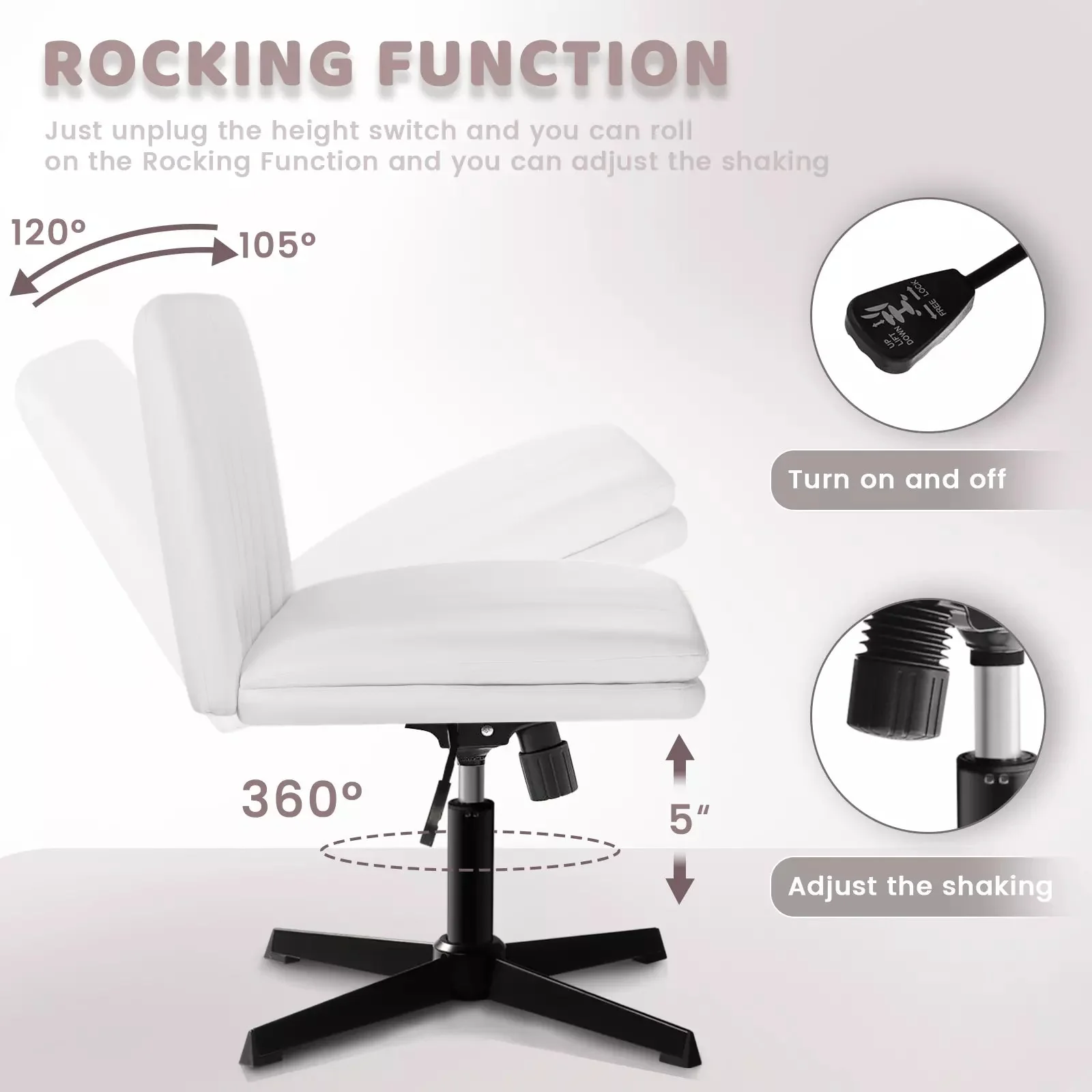 PUKAMI Armless Desk Chair No Wheels,PU Leather Criss Cross Legged for Home Office - Image 9