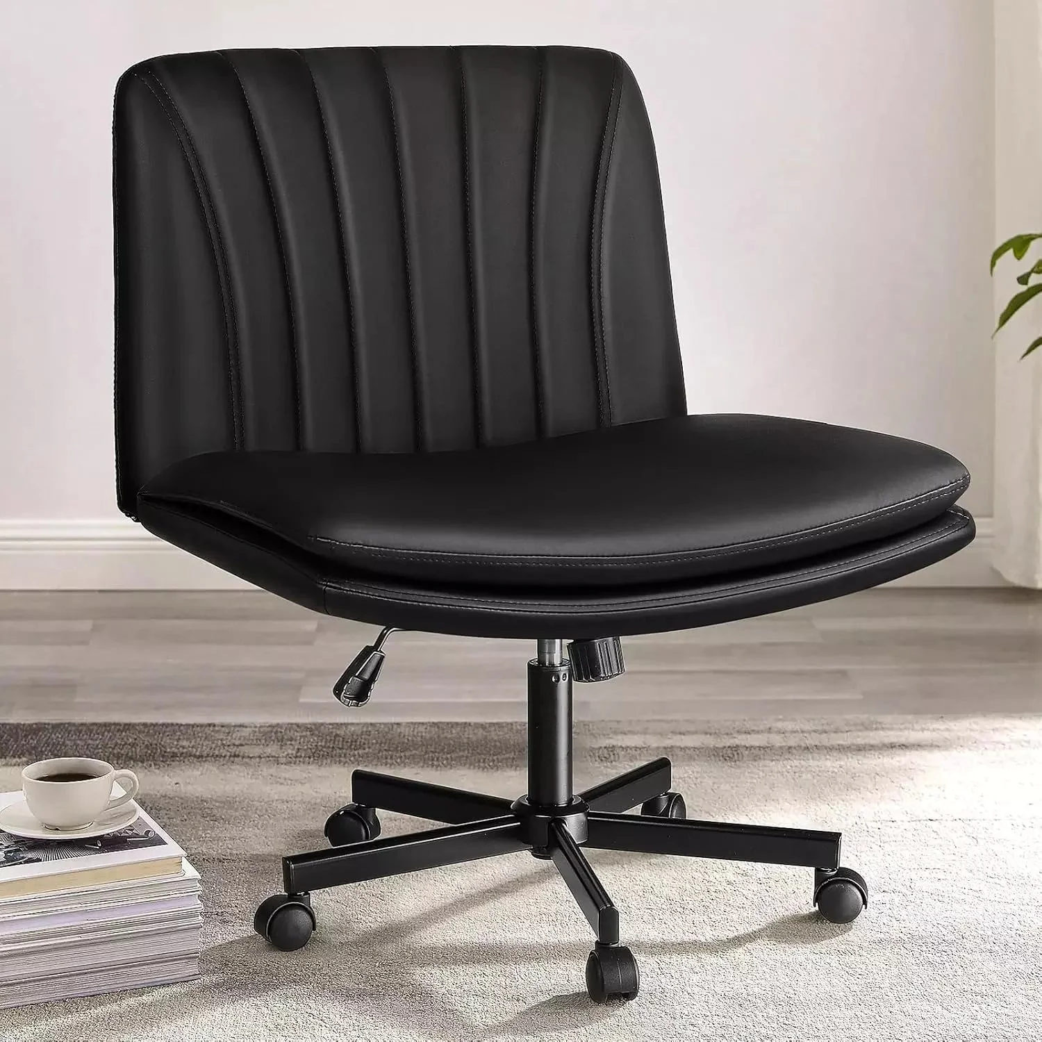 PUKAMI Criss Cross Chair with Wheels,Armless Cross Legged Office Desk Chair - Image 15