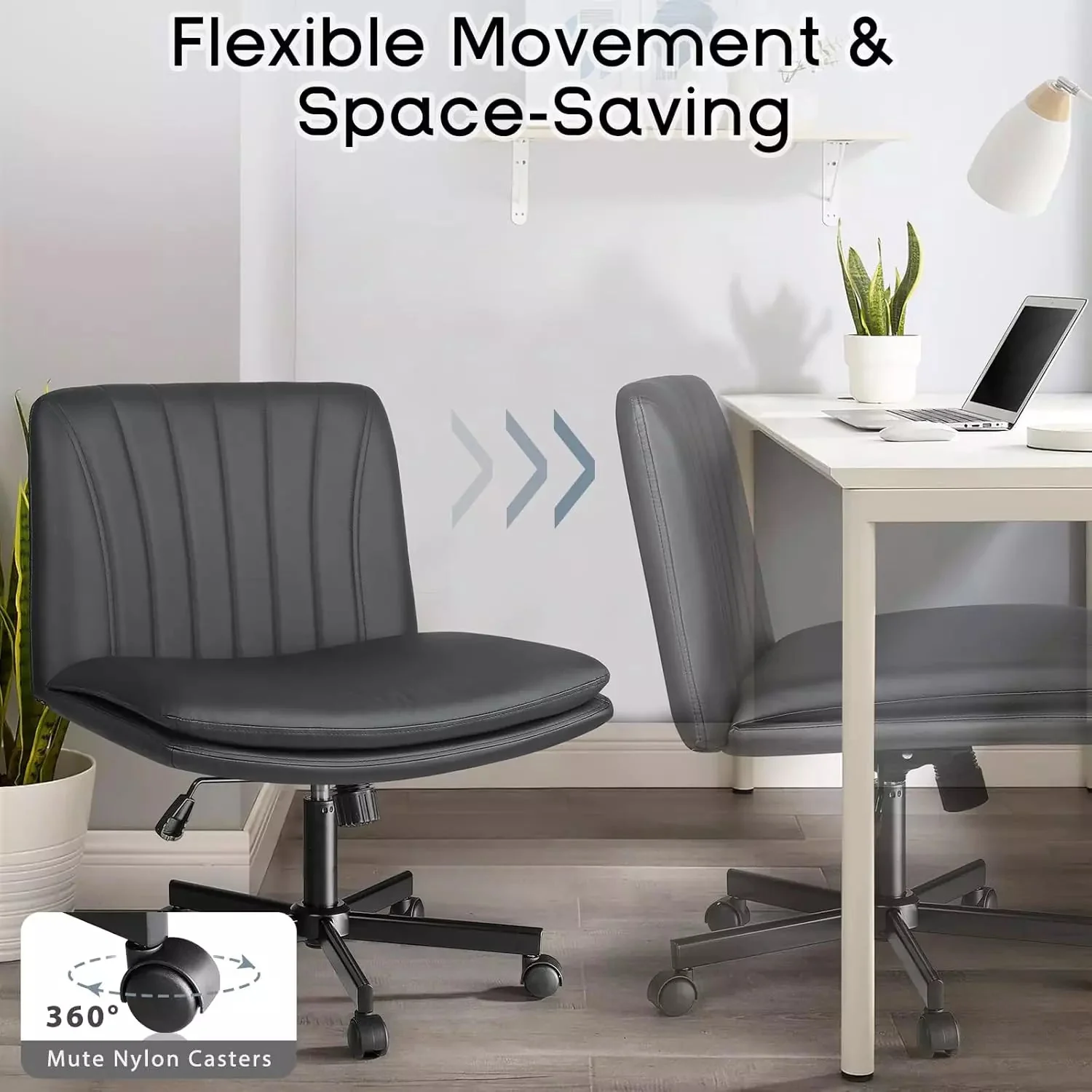 WALEAF Criss Cross Chair with Wheels,Armless Cross Legged Office Desk Chair - Image 11