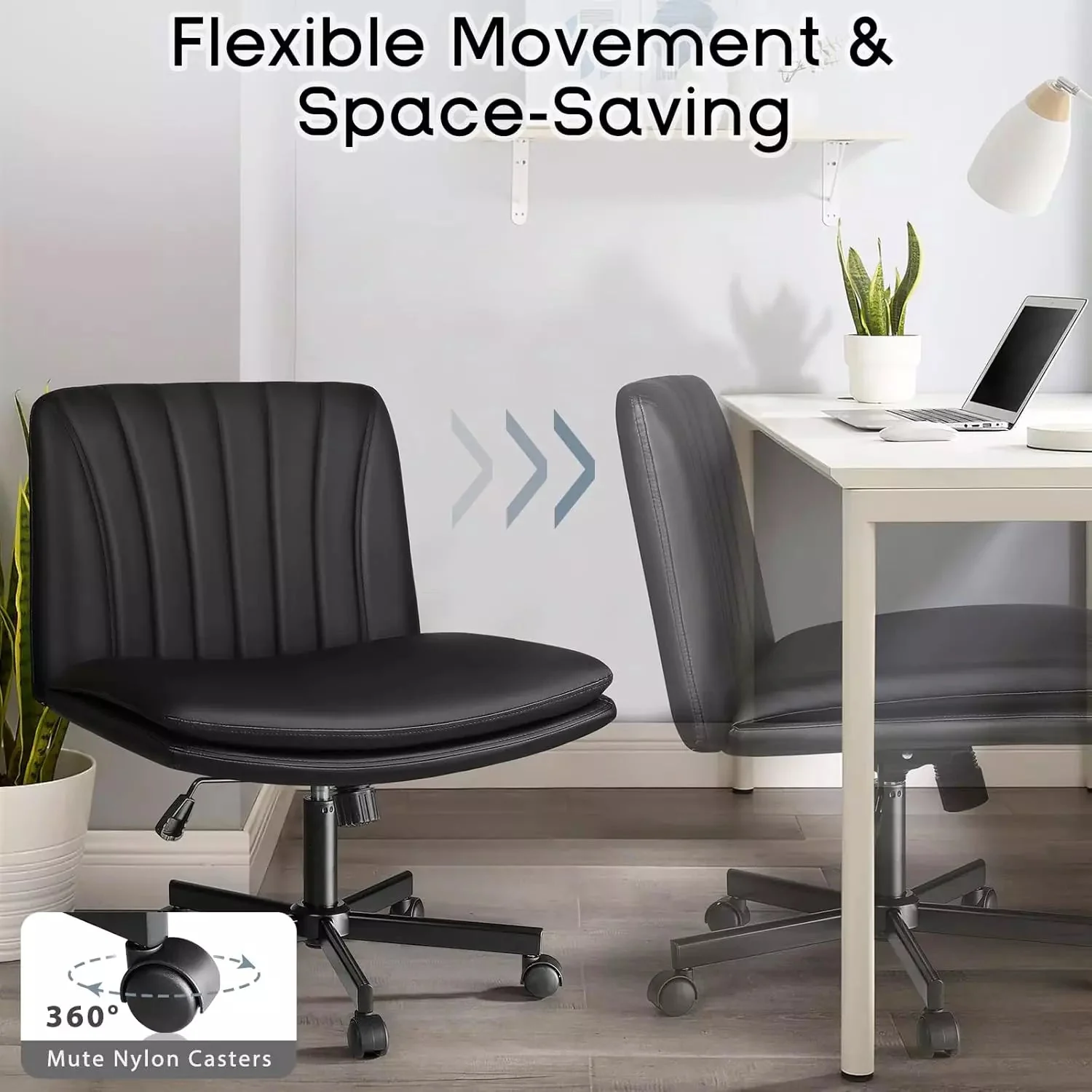 WALEAF Criss Cross Chair with Wheels,Armless Cross Legged Office Desk Chair - Image 18