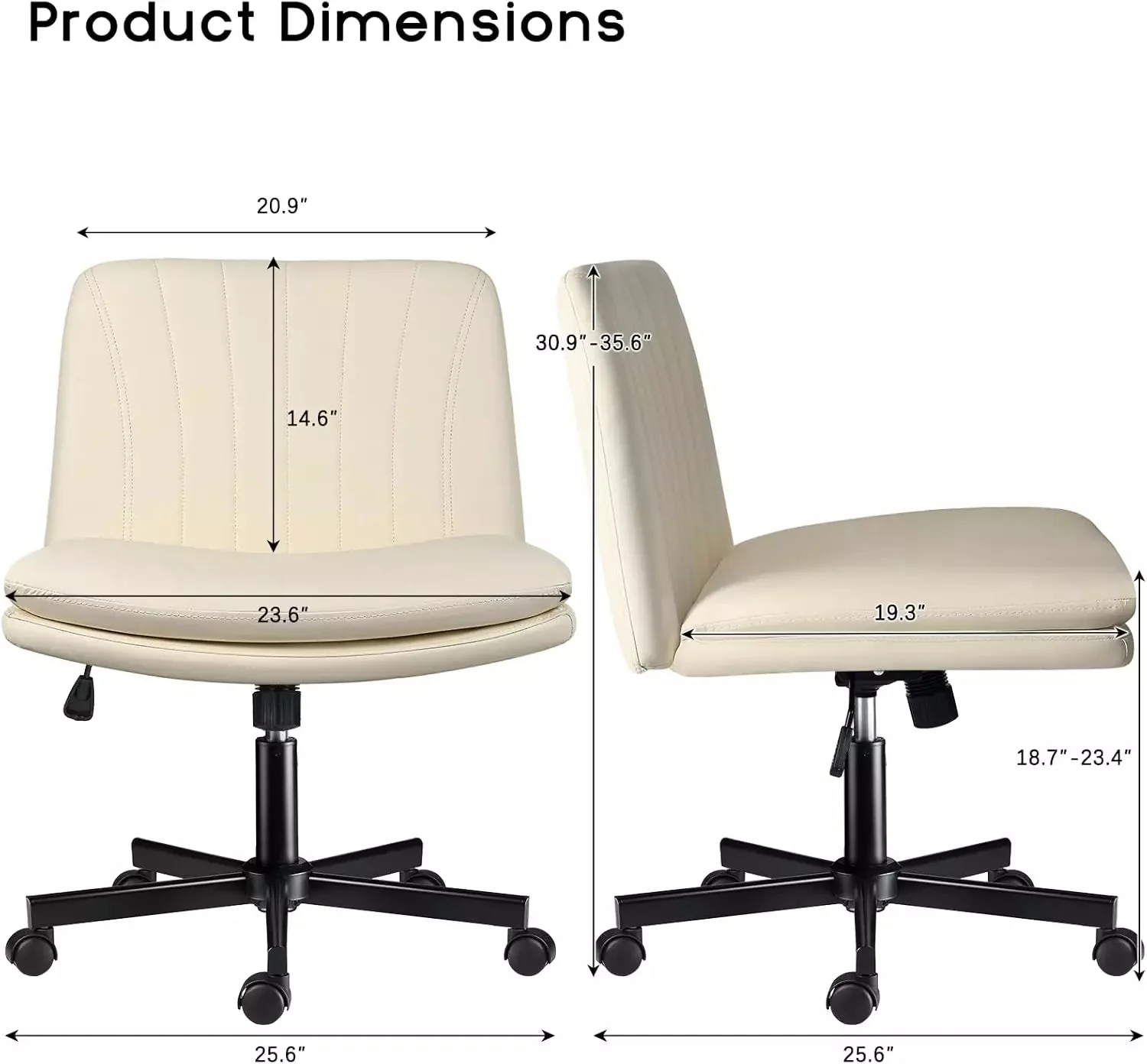 WALEAF Criss Cross Chair with Wheels,Armless Cross Legged Office Desk Chair - Image 2