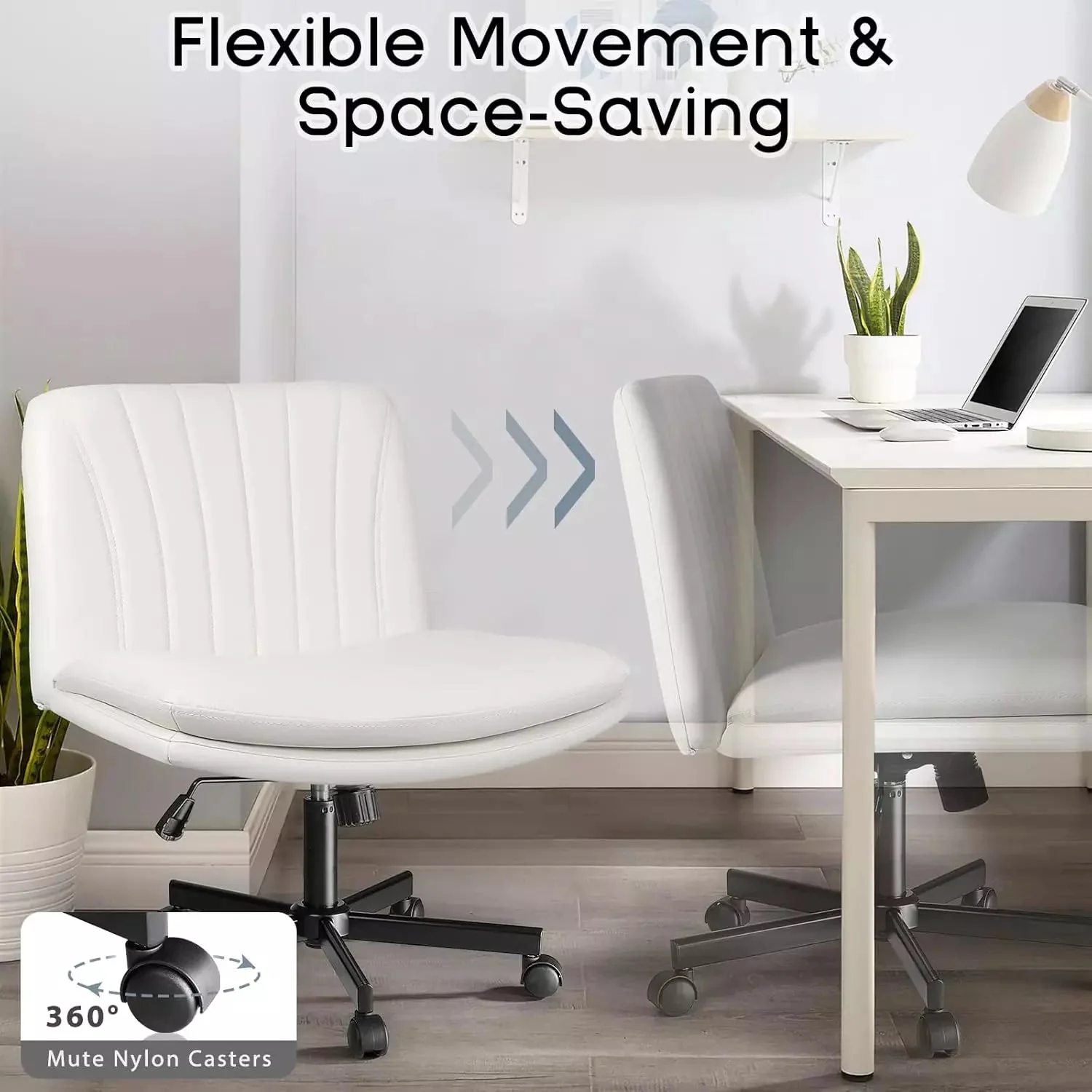 WALEAF Criss Cross Chair with Wheels,Armless Cross Legged Office Desk Chair - Image 25