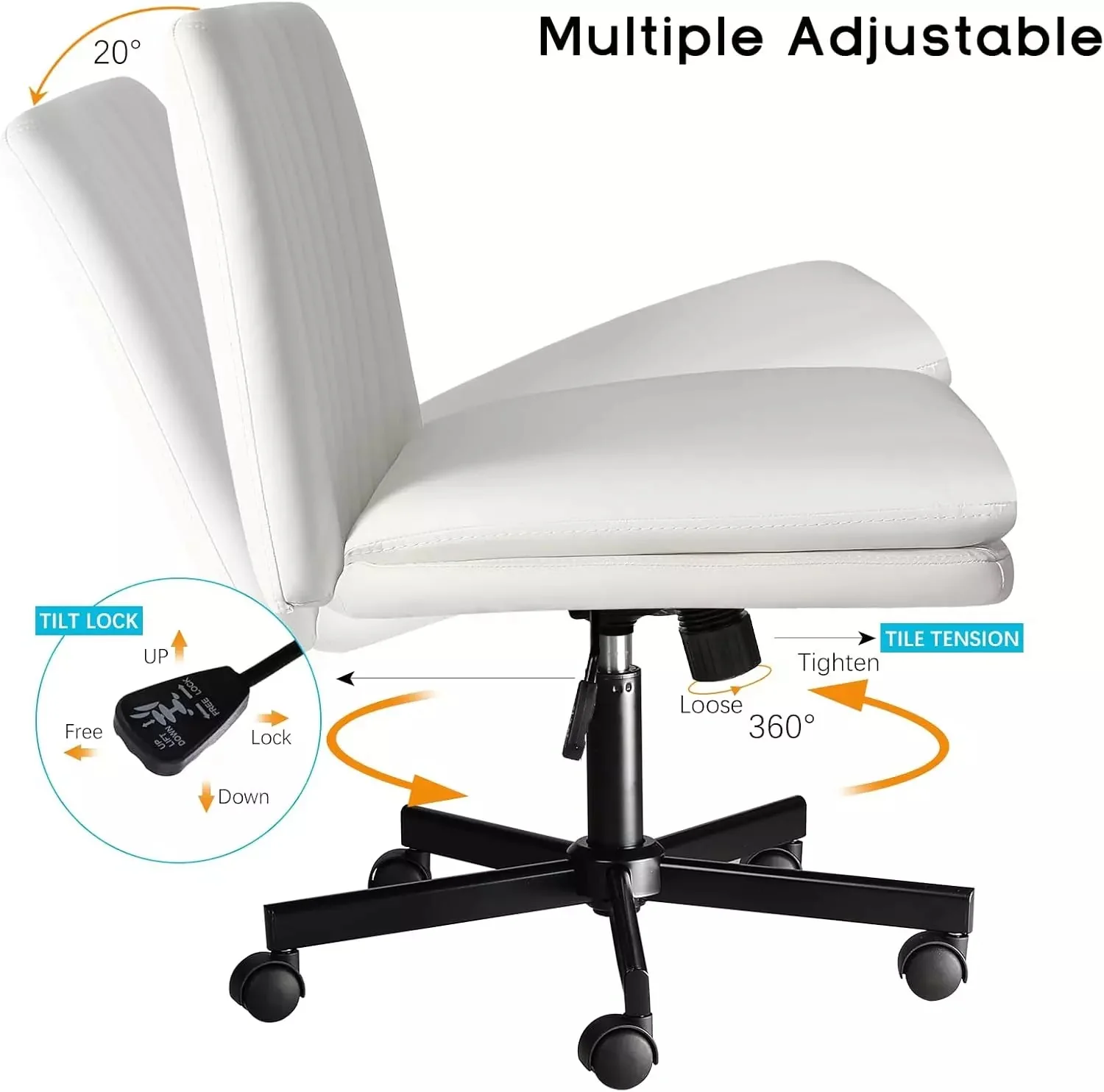 WALEAF Criss Cross Chair with Wheels,Armless Cross Legged Office Desk Chair - Image 28