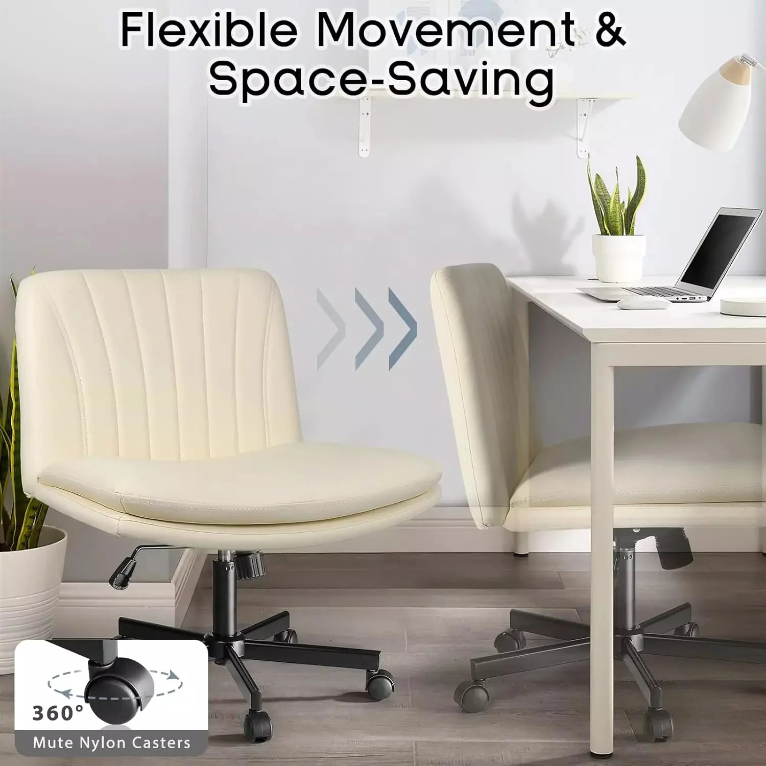 WALEAF Criss Cross Chair with Wheels,Armless Cross Legged Office Desk Chair - Image 4
