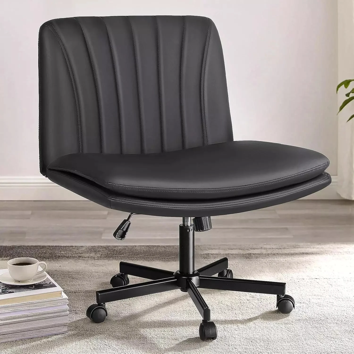 WALEAF Criss Cross Chair with Wheels,Armless Cross Legged Office Desk Chair - Image 8
