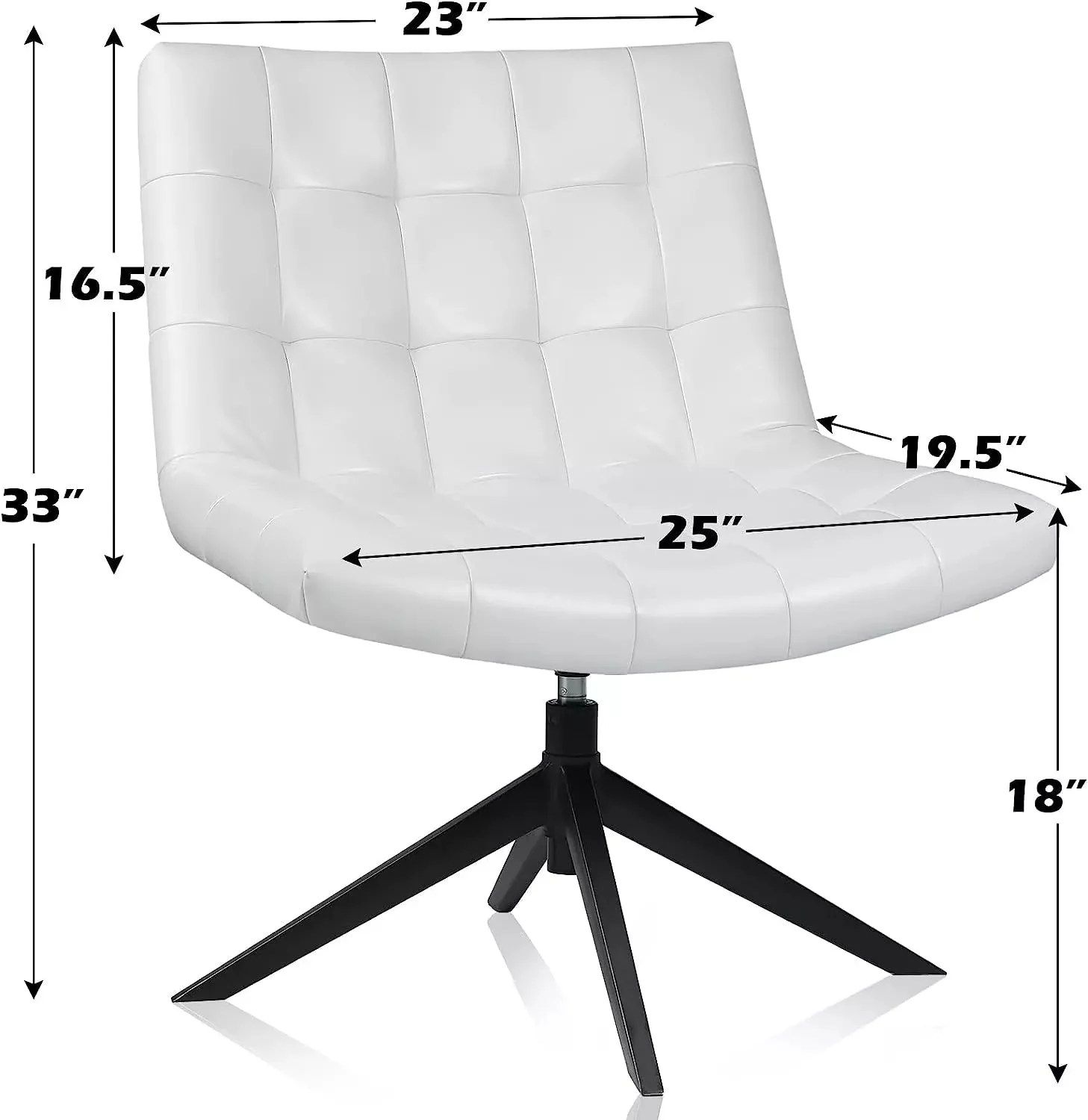 PUKAMI Mid Century Modern Accent Chair,Faux Leather Swivel Desk Chair No Wheels - Image 14