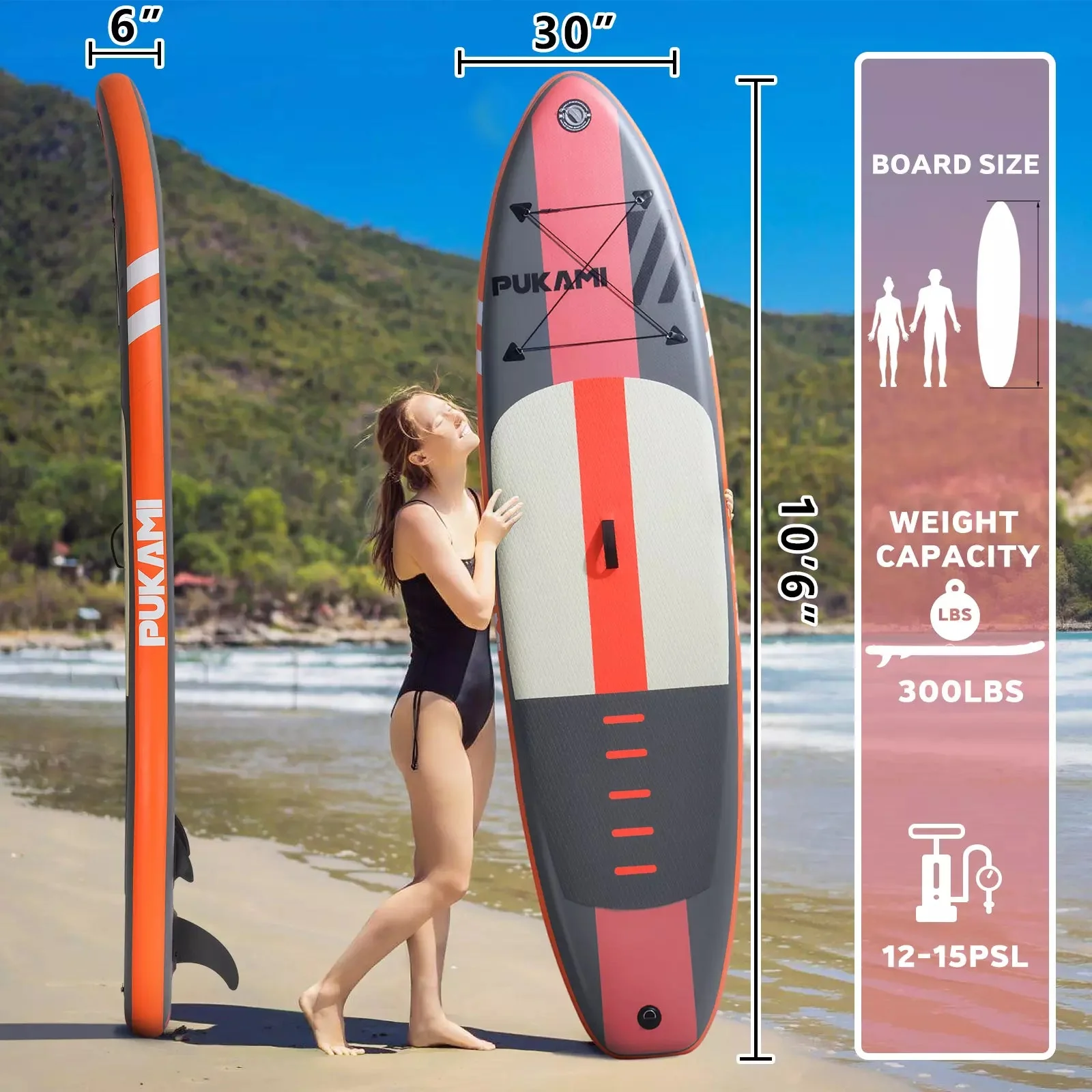WALEAF 10'6" Inflatable Stand Up Paddle Board with Premium SUP Paddle Board - Image 16
