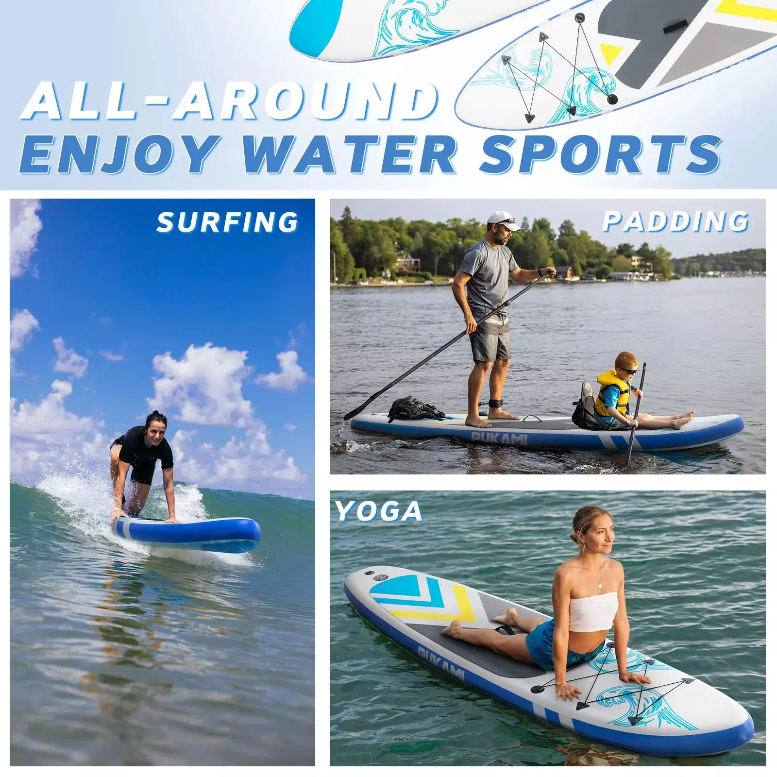 WALEAF 10'6" Inflatable Stand Up Paddle Board with Premium SUP Paddle Board - Image 5