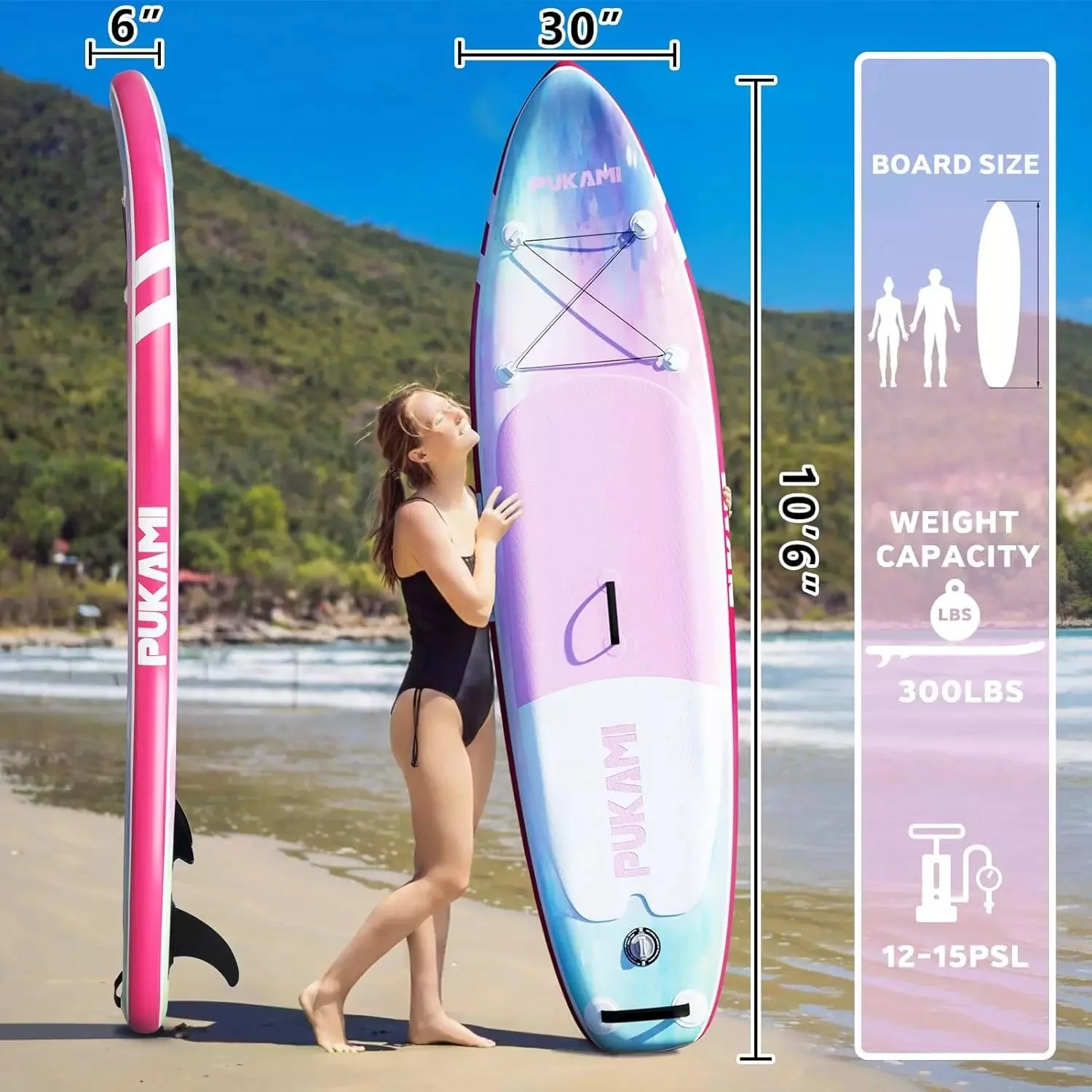 WALEAF 10'6" Inflatable Stand Up Paddle Board with Premium SUP Paddle Board - Image 9