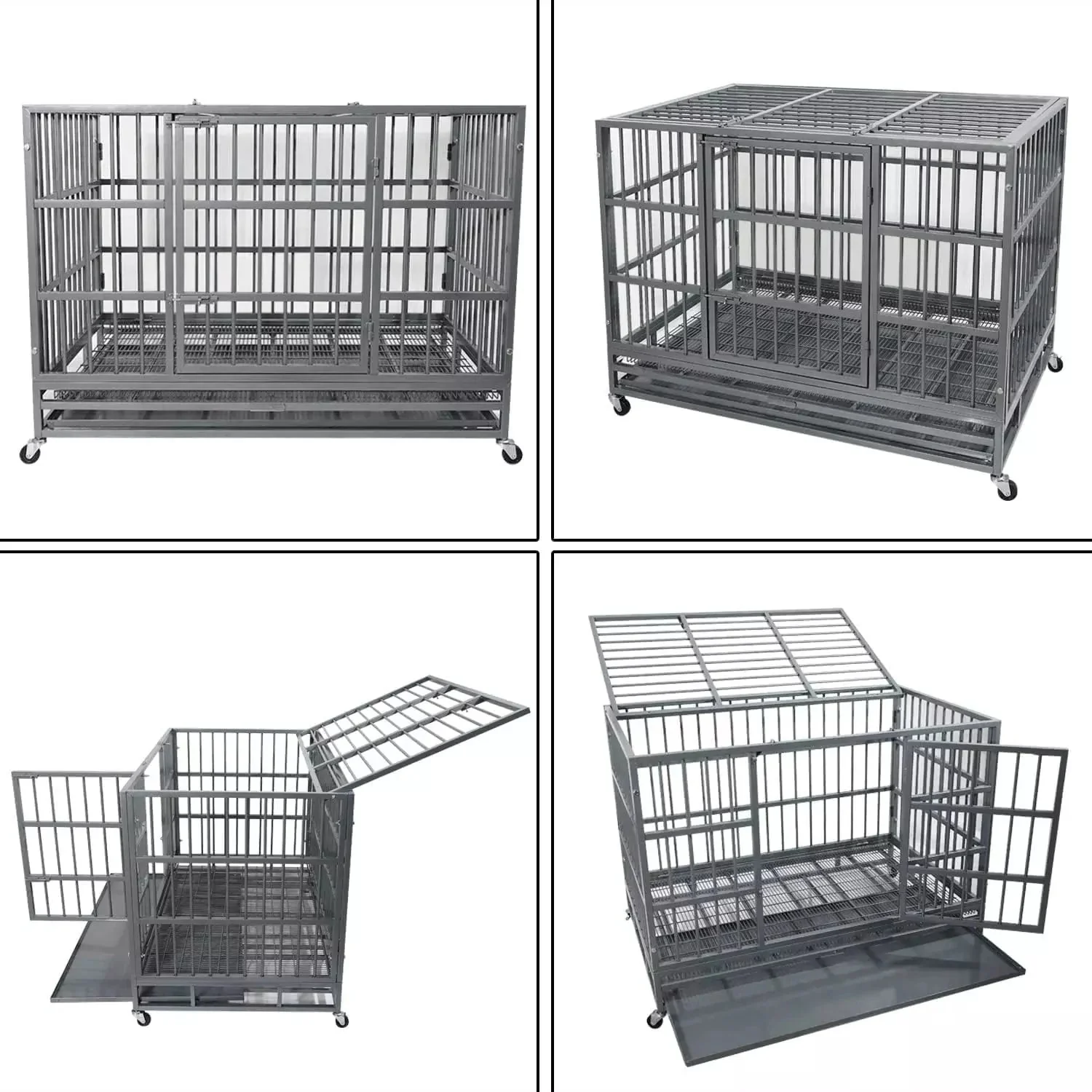 WALEAF 48/38 inch Heavy Duty Indestructible Metal Dog Crate DC01 - Image 14