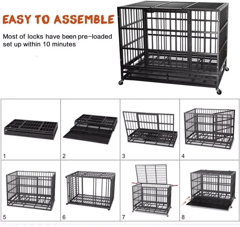 WALEAF 48/38 inch Heavy Duty Indestructible Metal Dog Crate DC01 - Image 22