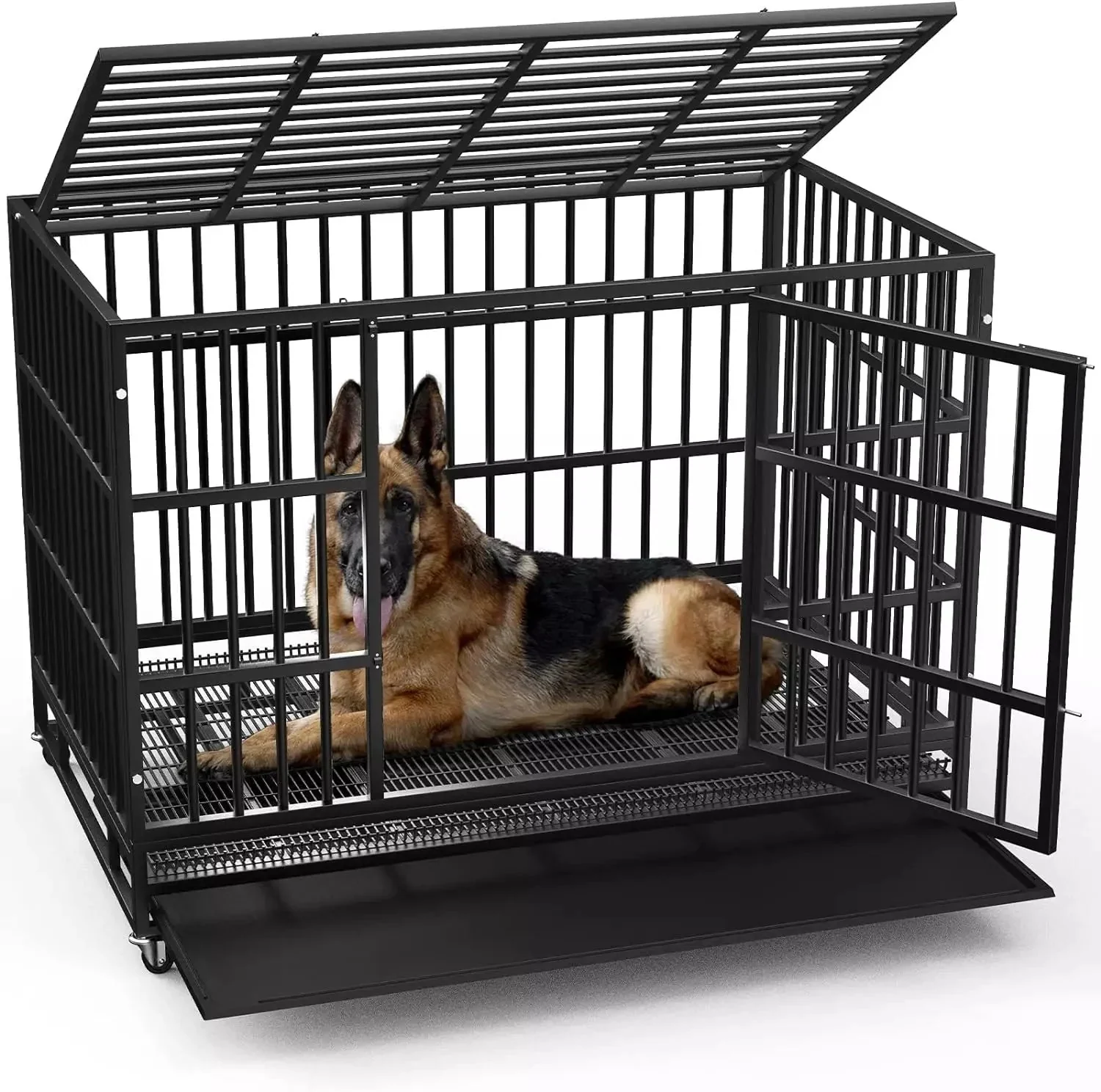 WALEAF 48/38 inch Heavy Duty Indestructible Metal Dog Crate DC01 - Image 25