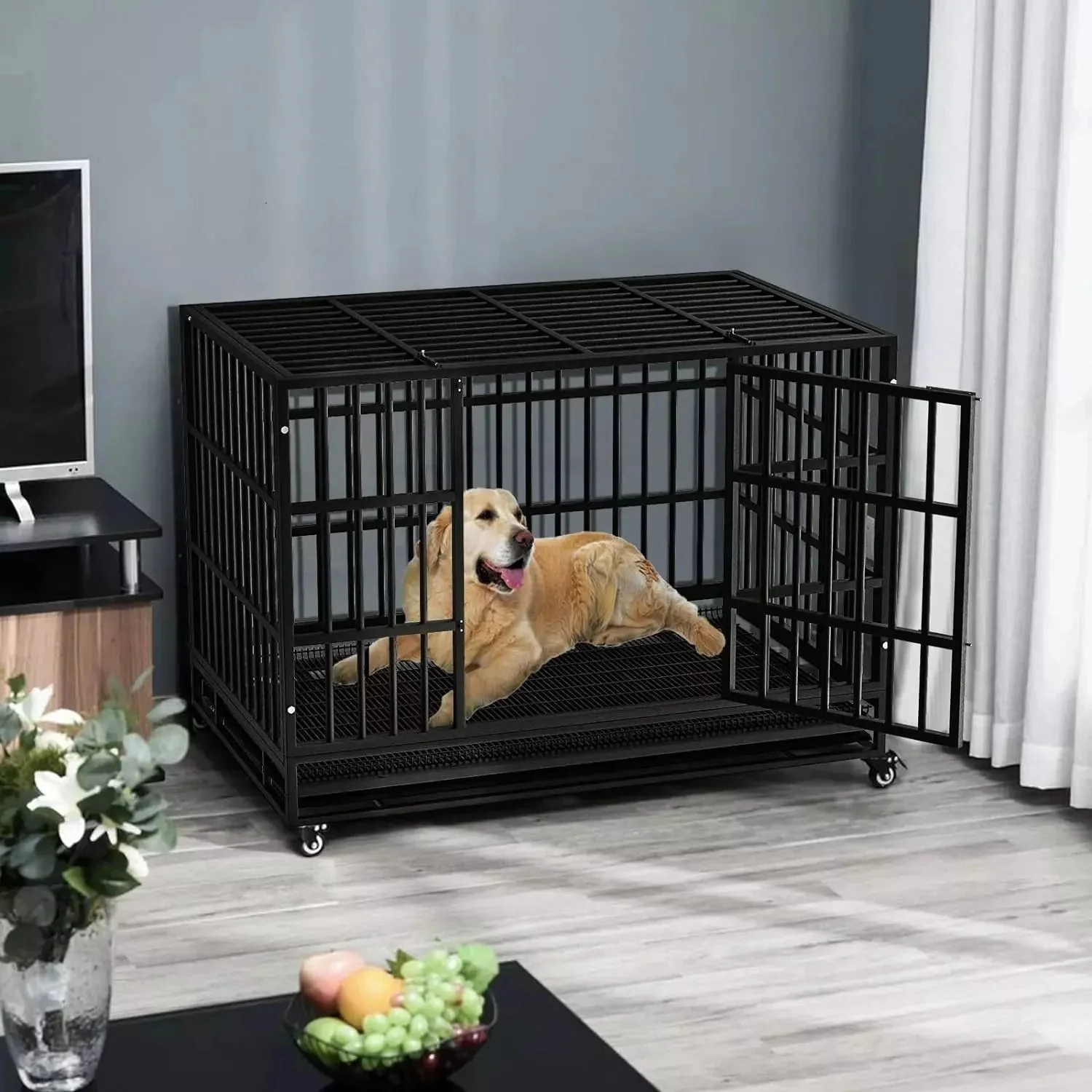 WALEAF 48/38 inch Heavy Duty Indestructible Metal Dog Crate DC01 - Image 26