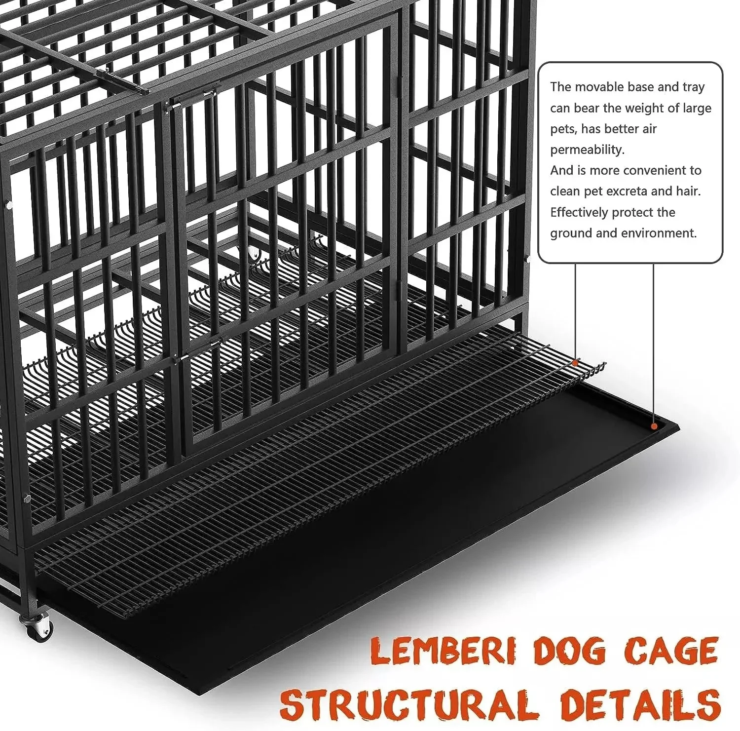 WALEAF 48/38 inch Heavy Duty Indestructible Metal Dog Crate DC01 - Image 27