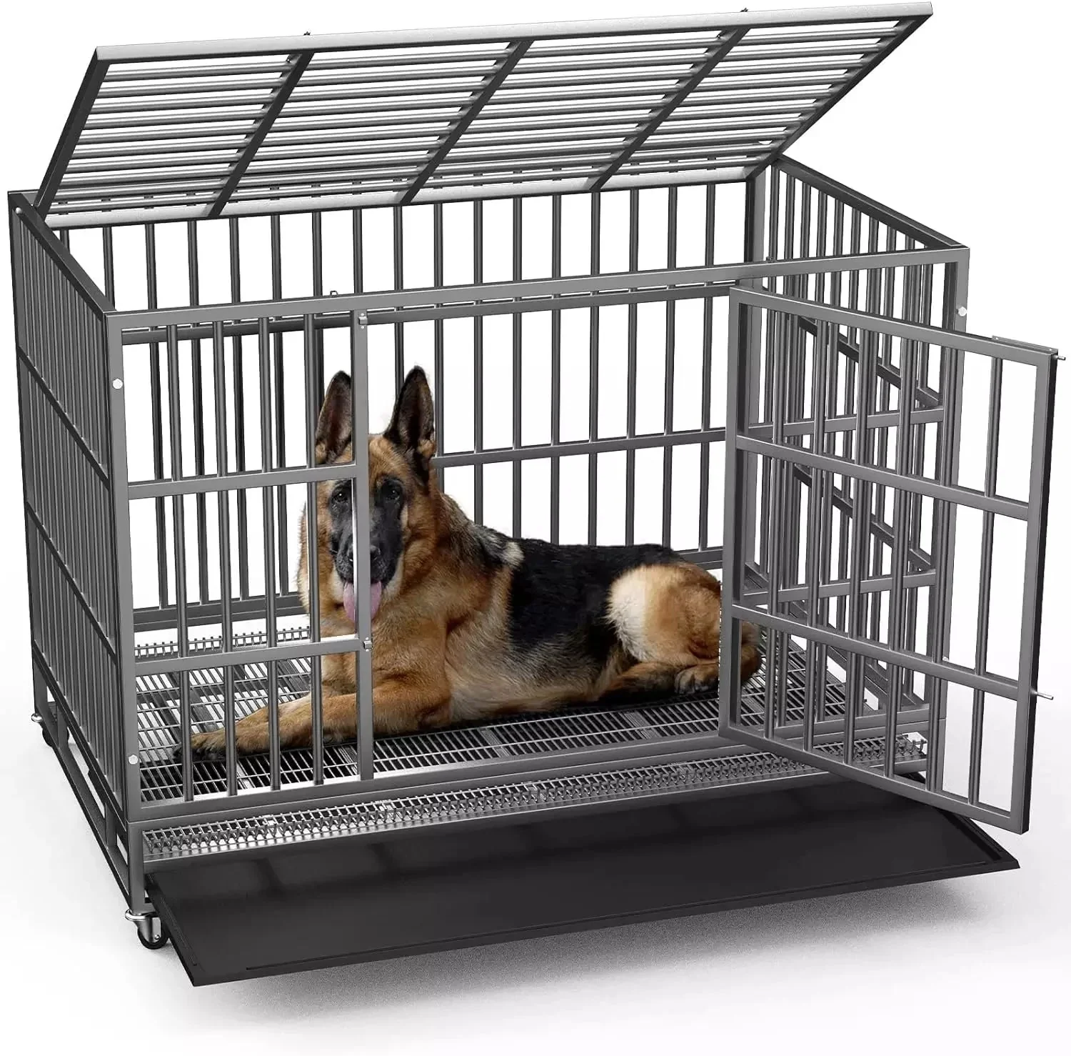 WALEAF 48/38 inch Heavy Duty Indestructible Metal Dog Crate DC01 - Image 34