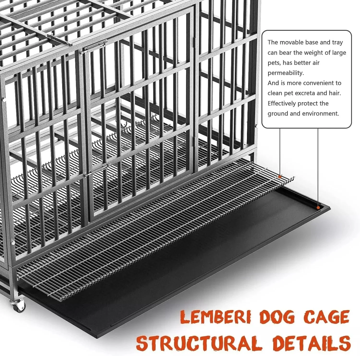 WALEAF 48/38 inch Heavy Duty Indestructible Metal Dog Crate DC01 - Image 36