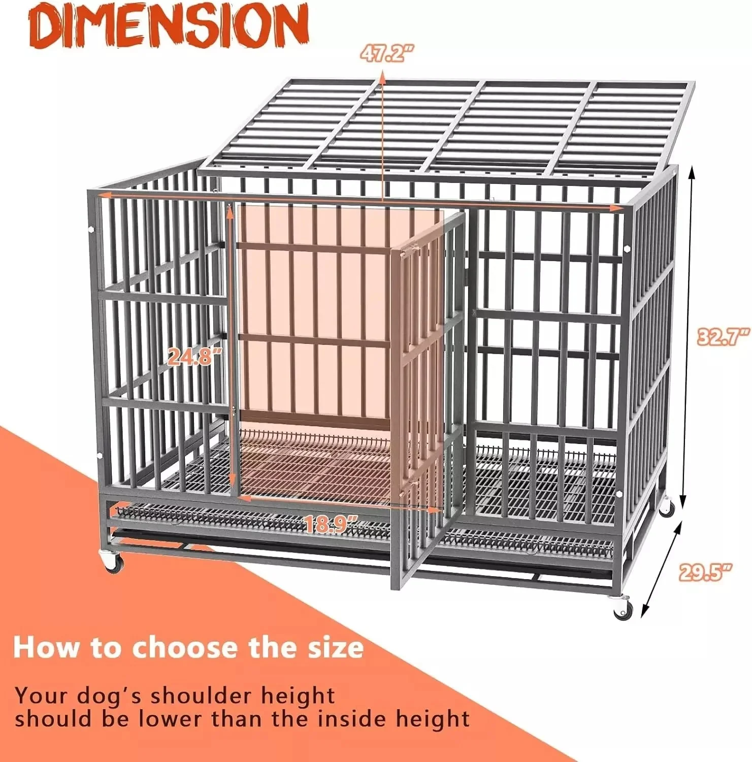 WALEAF 48/38 inch Heavy Duty Indestructible Metal Dog Crate DC01 - Image 40
