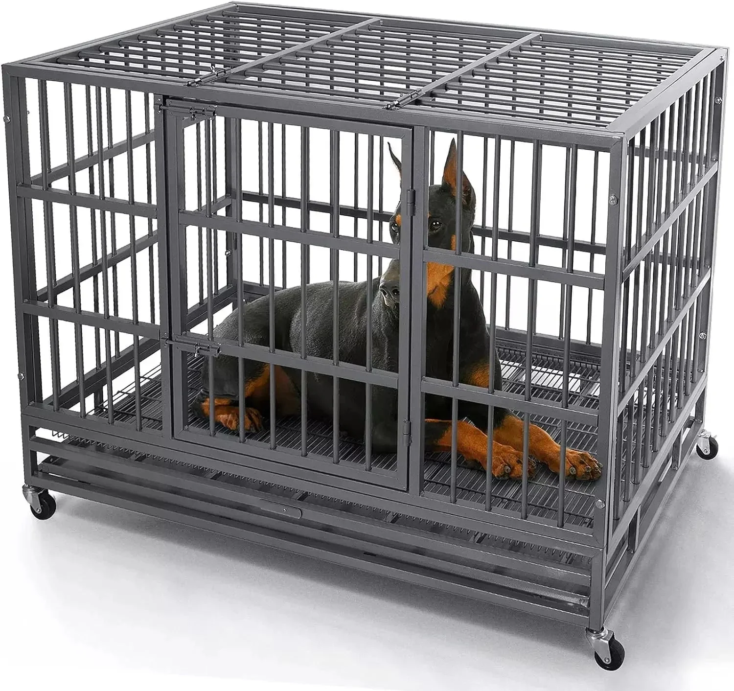 WALEAF 48/38 inch Heavy Duty Indestructible Metal Dog Crate DC01 - Image 9
