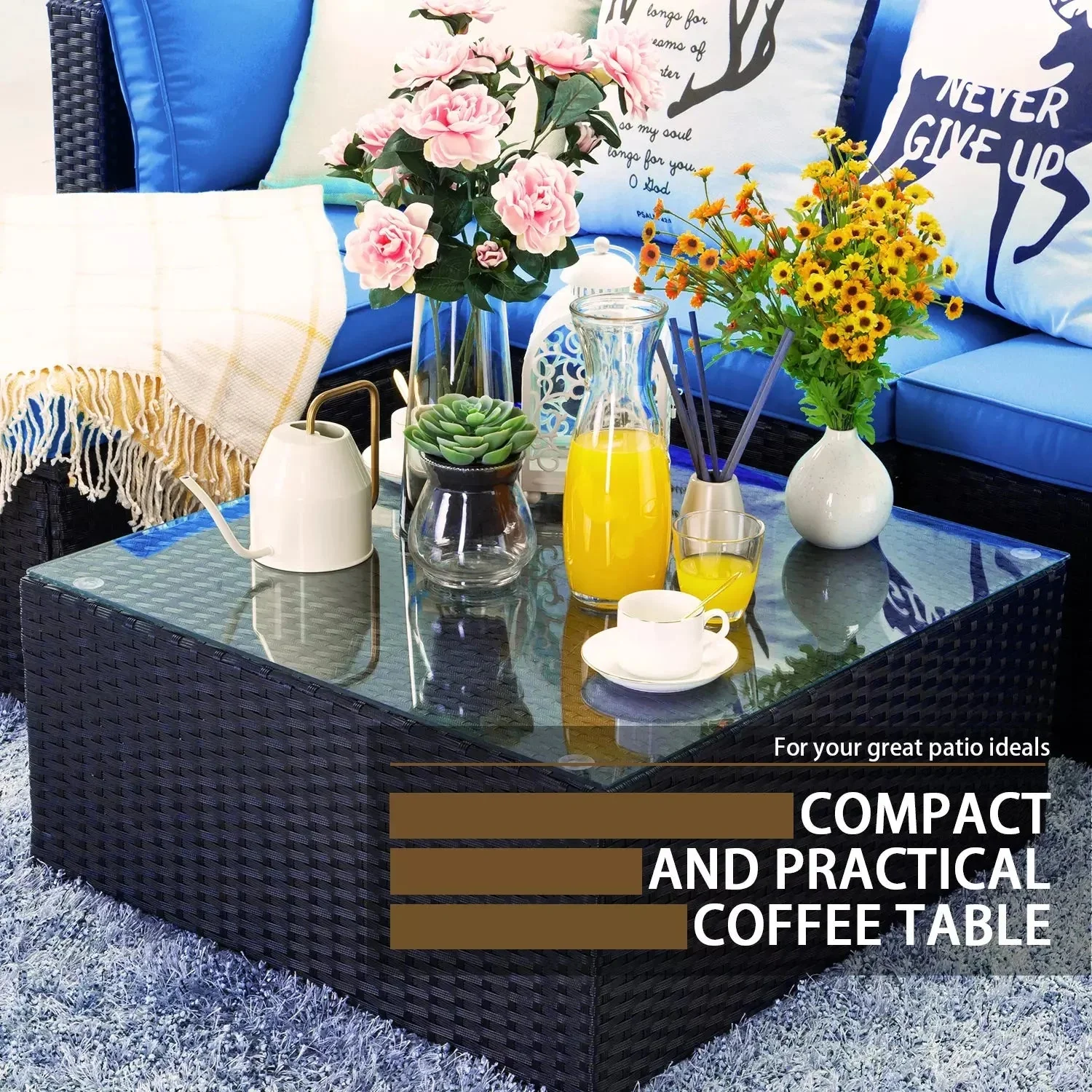 Vitesse 5 Pieces L Shaped Modular Patio Furniture Sets with Ottoman - Image 13