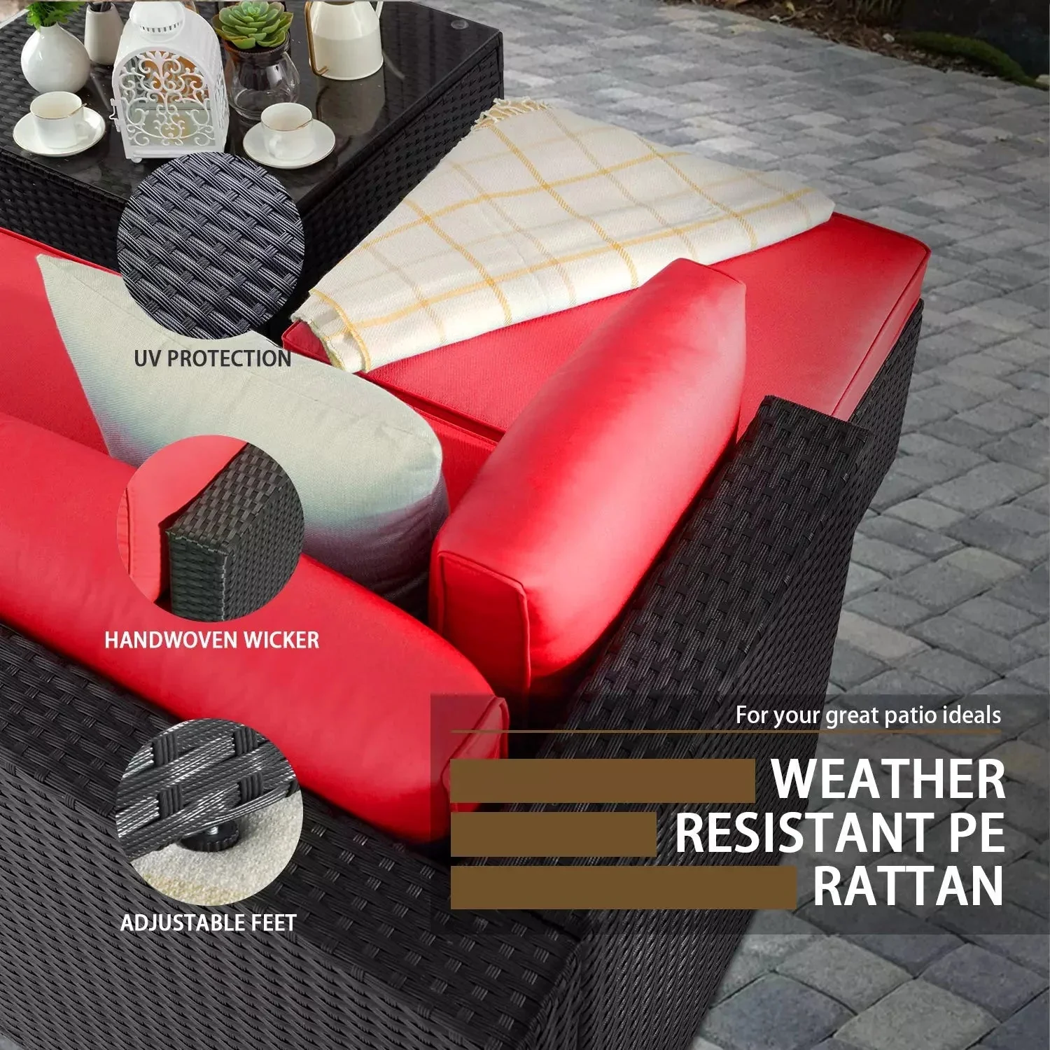 Vitesse 5 Pieces L Shaped Modular Patio Furniture Sets with Ottoman - Image 20