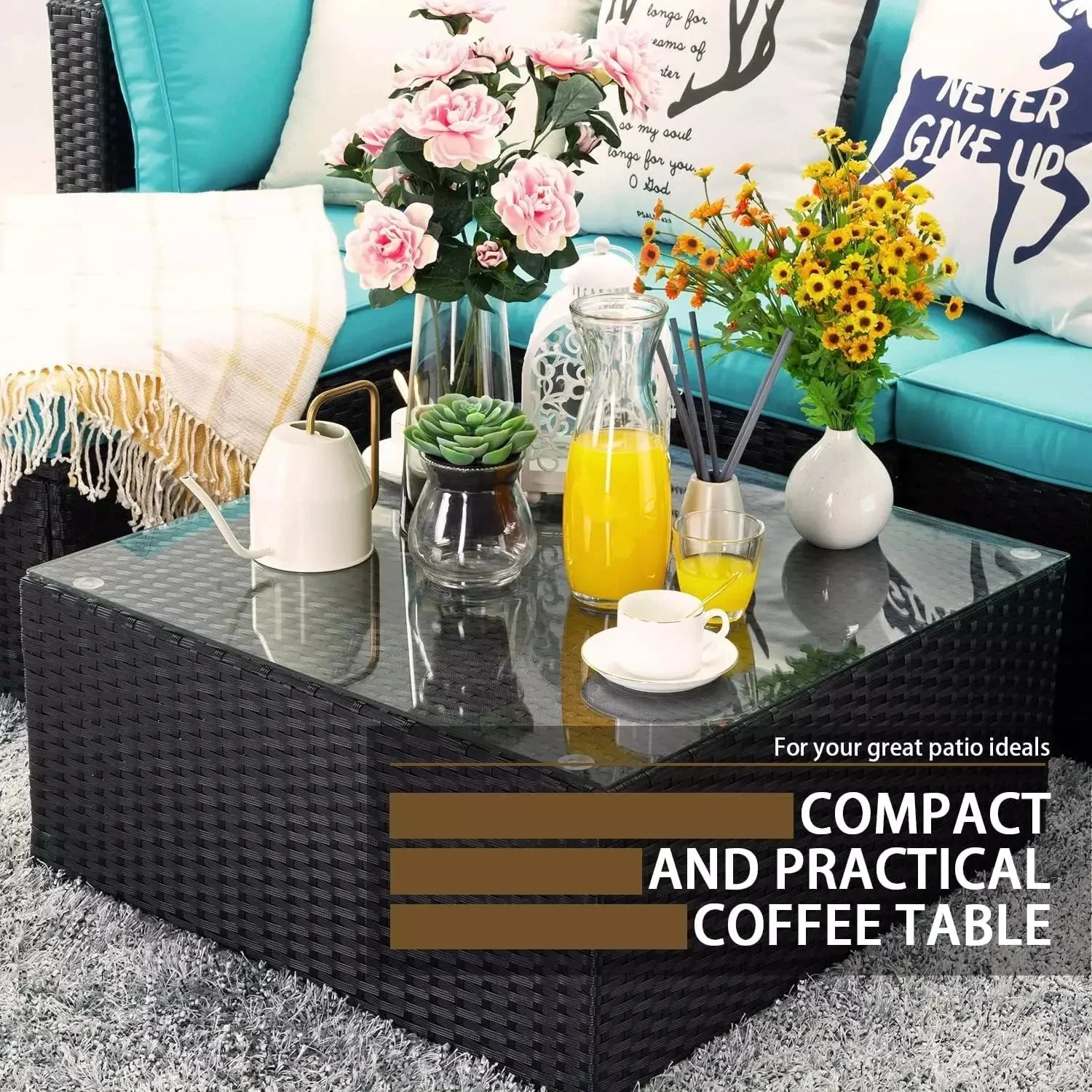 Vitesse 5 Pieces L Shaped Modular Patio Furniture Sets with Ottoman - Image 31
